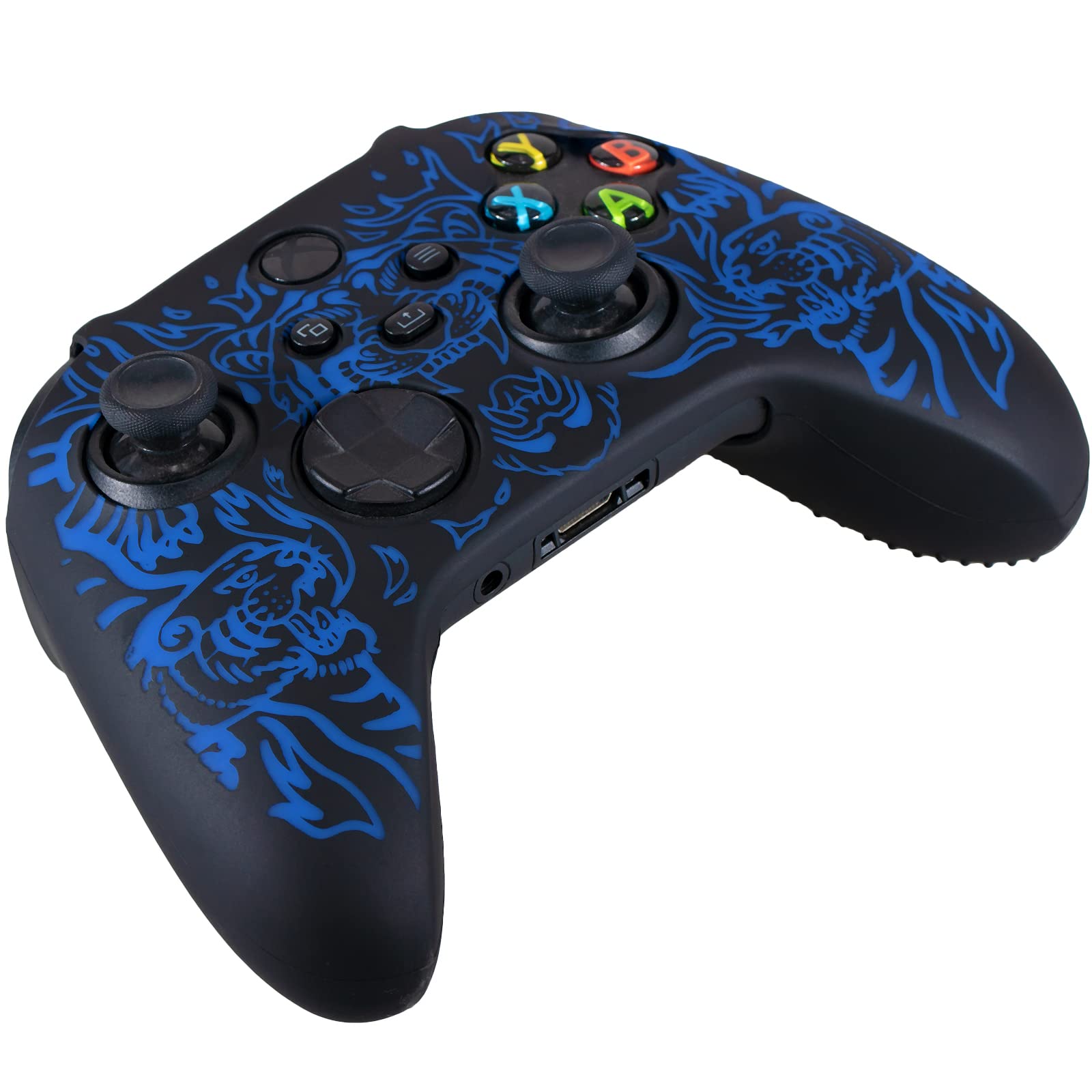 Premium Silicone Skin Cover for Xbox Series X/S Controller - Tiger Blue with 8 Exclusive Thumb Grips | Enhanced Grip & Protection for Gaming Comfort