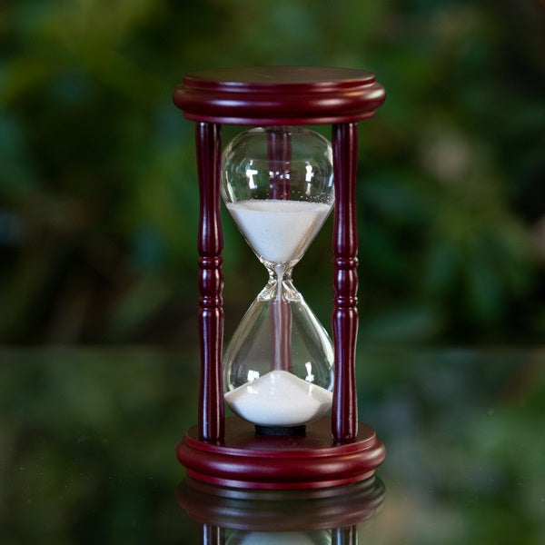 5 Minute Cherry Hourglass with White or Purple Sand - Perfect for Time Management, Meditation, and Classroom Activities
