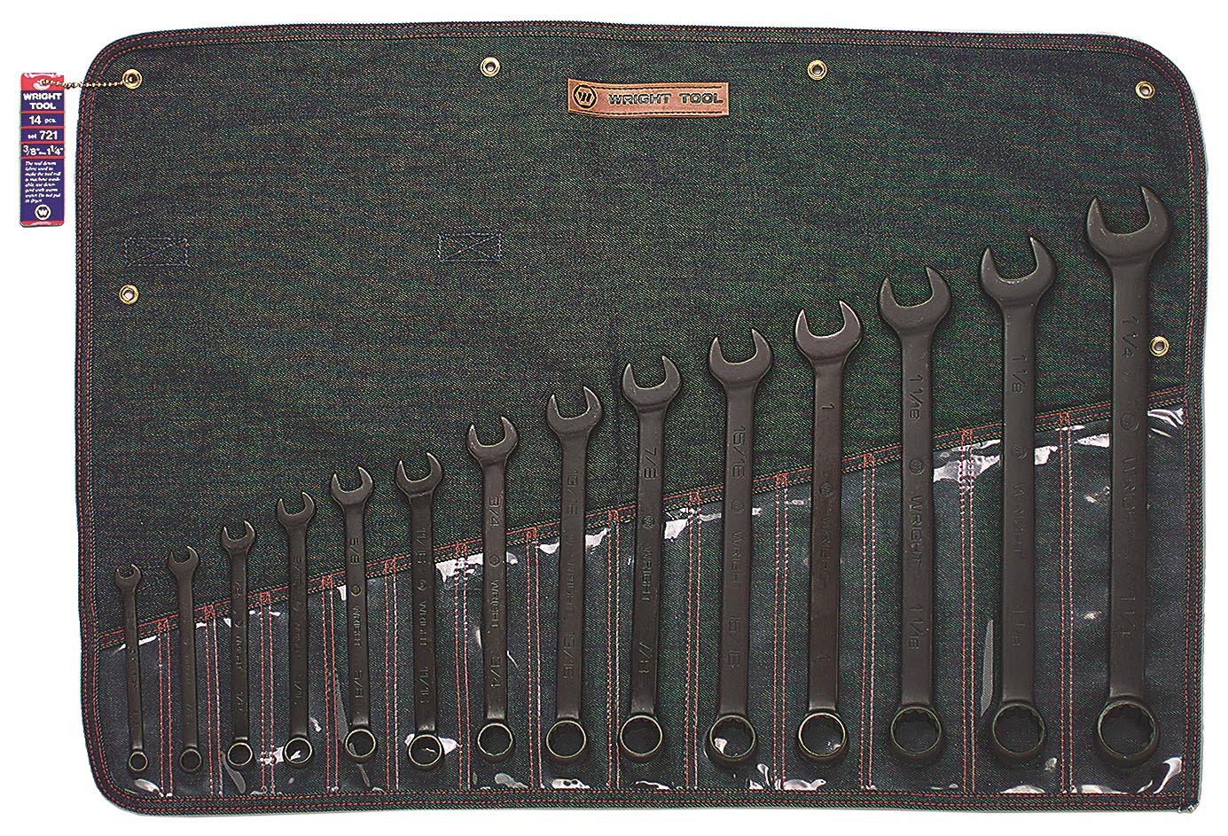 **Wright Tool 721 12-Point Black Combination Wrench Set (14-Piece) - 3/8