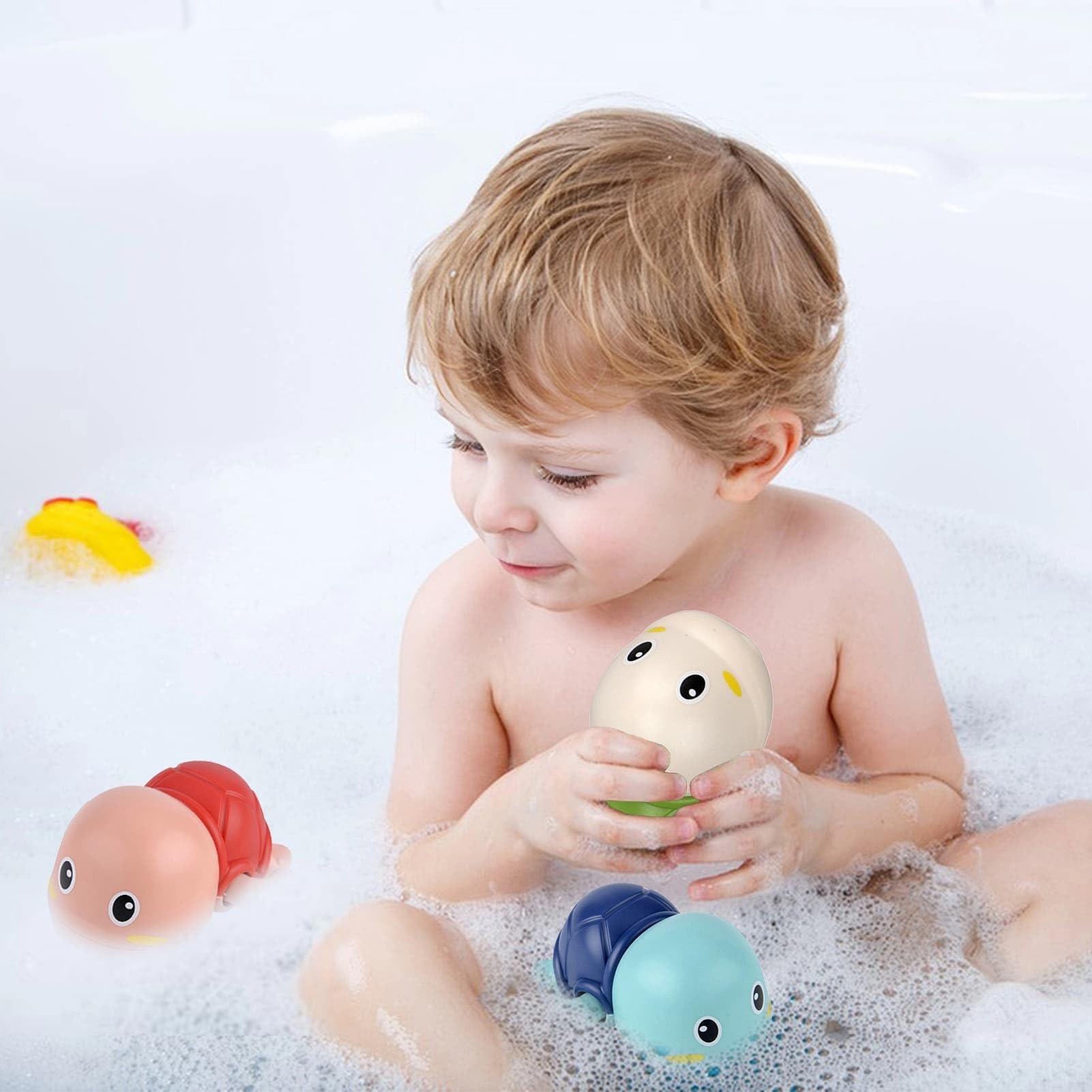 TYJHAFN Wind Up Turtle Bath Toys for Babies 6-12 Months | Safe, Mold-Free Bathtub & Pool Toys for Toddlers 1-4 Years | Fun Baby Shower Gift for Boys & Girls | Perfect for Bathtime, Swimming & Sensory Play