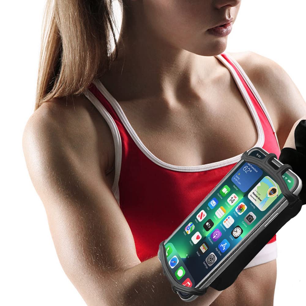 JEMACHE Adjustable Phone Wristband for iPhone 16 Pro Max/15/14/13/12/11 Pro & Plus | Samsung Galaxy S24/S23/S22/S21 Ultra | Secure Workout Running Armband Holder (Black) - Perfect for Gym, Jogging & Outdoor Activities