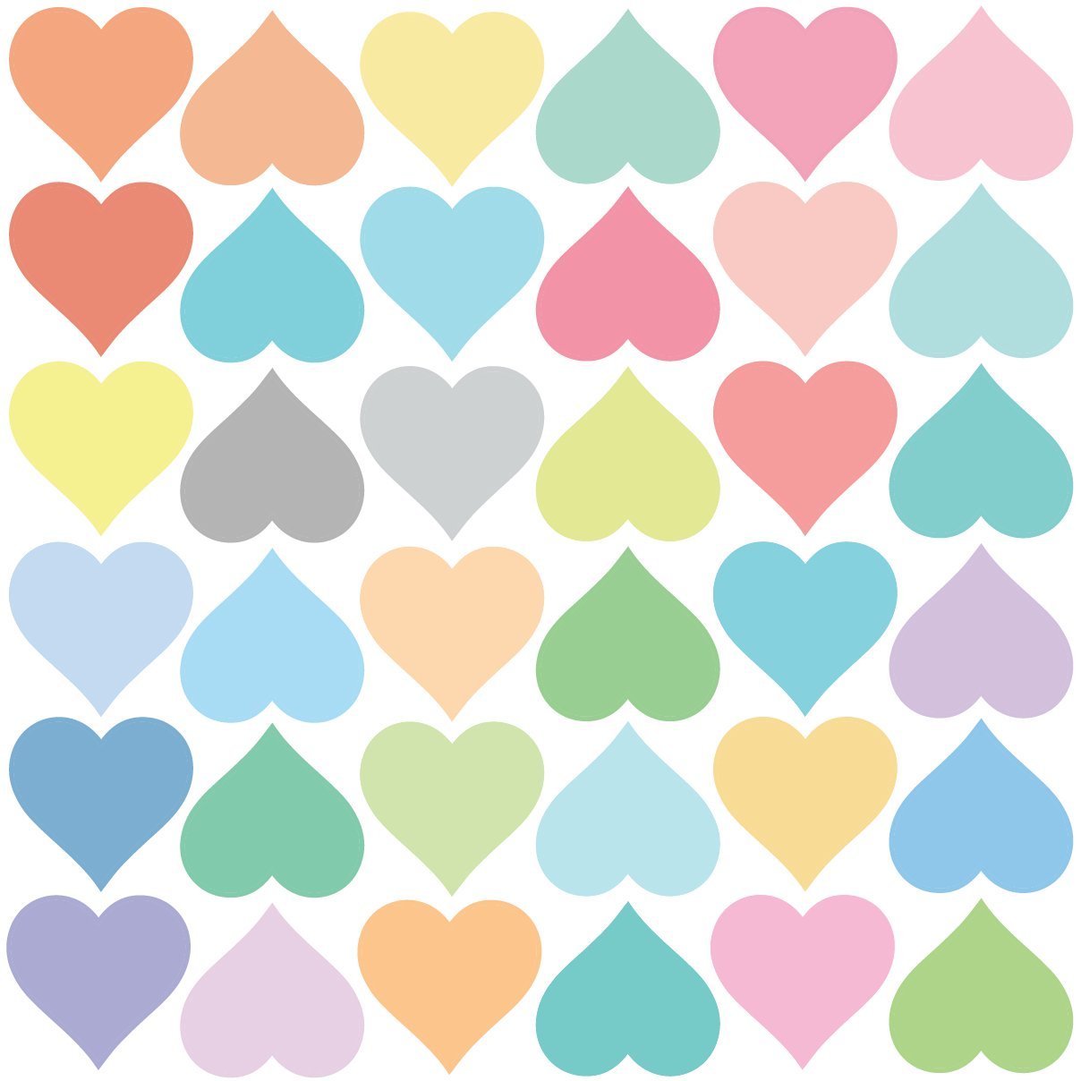 Pastel Heart Wall Decals - Removable Fabric Heart Stickers for Nursery, Bedroom & Home Decor - Peel and Stick Wall Art for Girls Room, DIY Home Decoration
