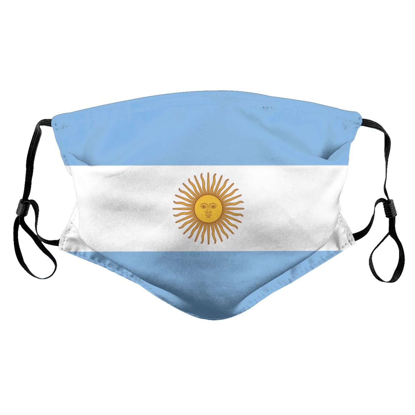 Argentina Flag Reusable Cloth Face Mask with Filters - Breathable Washable for Men, Women & Kids - Perfect for Outdoor Activities, Travel & Daily Protection