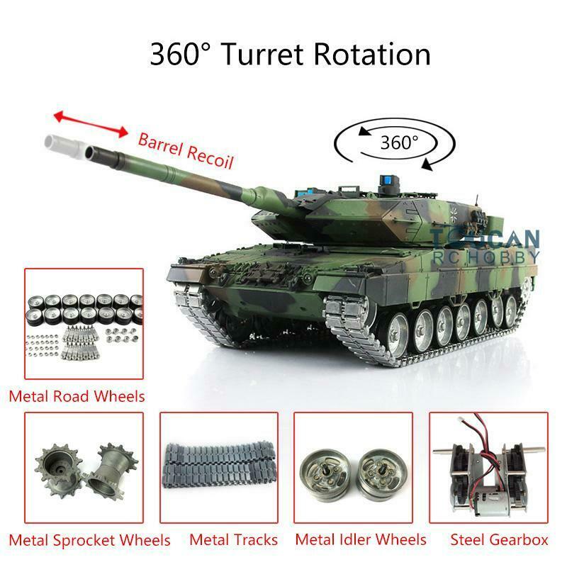 Henglong 1/16 Scale German Leopard 2A6 RC Tank - 3889 RTR Model with Metal Tracks, 360° Rotating Turret & Barrel Recoil | Ready-to-Run Remote Control Military Vehicle for Collectors & Battle Simulation | US Stock Fast Shipping