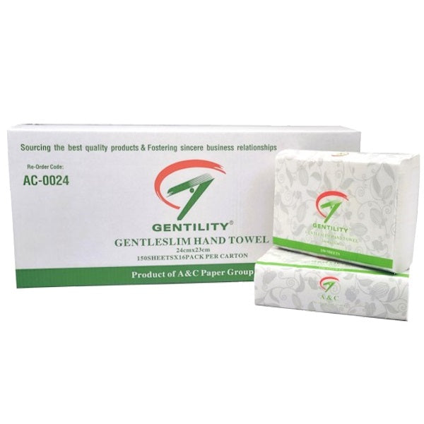 Gentility Gentleslim TAD Hand Towel 23x24cm (9x9.5in) - 2400 Sheets Bulk Pack | Soft & Absorbent Disposable Towels for Kitchen, Restaurant, Salon & Home Cleaning