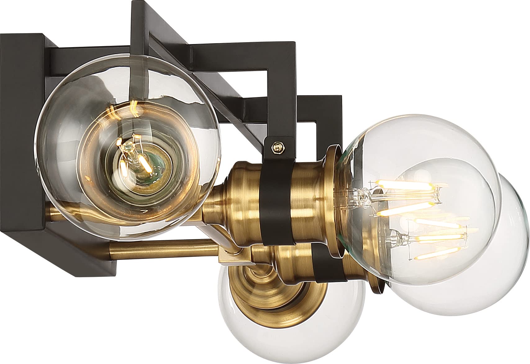 Nuvo 60/6974 Intention Vanity Light Fixture - Warm Brass & Black Finish - 4-Light Bathroom Sconce for Modern & Traditional Home Decor - Perfect for Bedroom, Bathroom, and Dressing Room Lighting