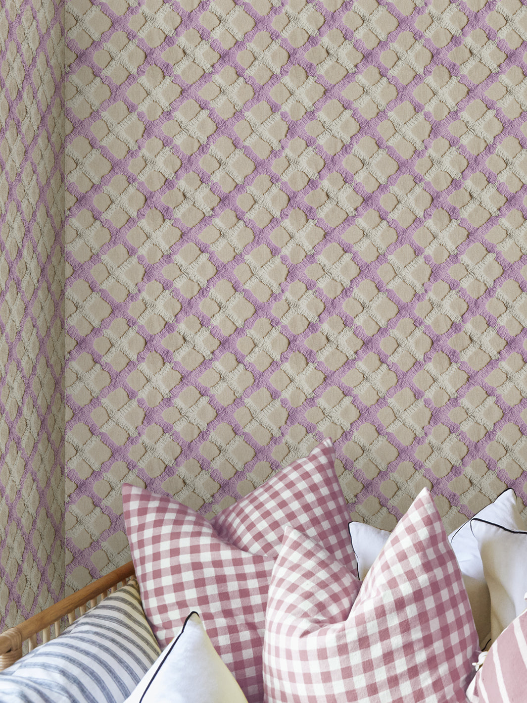 Chris Benz Lilac Chenille Quilt Wallpaper - Elegant Floral Textured Peel & Stick Wallpaper for Bedroom, Nursery, and Living Room Decor