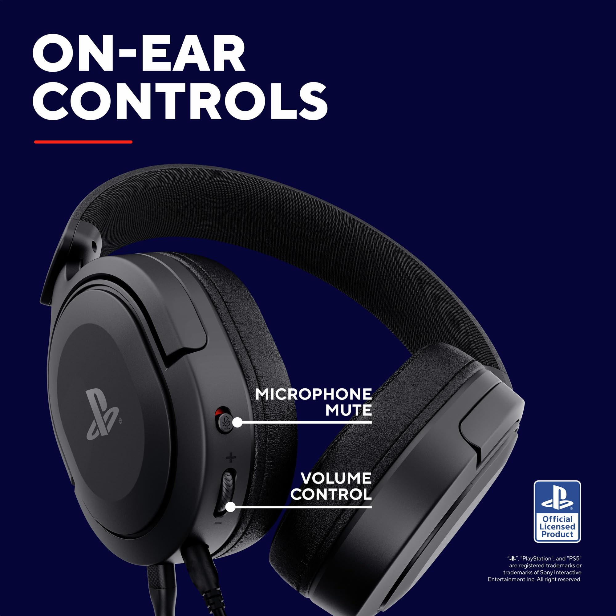 Trust Gaming GXT 498 Forta Officially Licensed PS5 Headset - Wired Over-Ear Gaming Headphones for PlayStation 5/PS4 with 50mm Drivers, Detachable Mic & 1.2m Cable (Black) | Perfect for Competitive Gaming, Streaming & Long Play Sessions