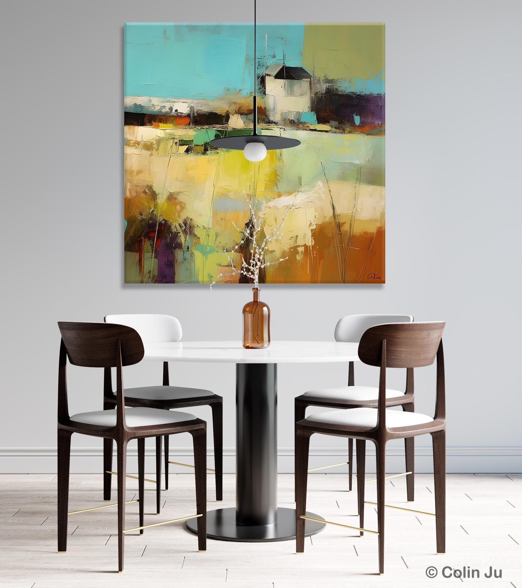Landscape Canvas Paintings - Hand Painted Acrylic Wall Art, Original Abstract Nature Scenes, Large Modern Artwork for Living Room Decor | Perfect for Home, Office & Gift Giving