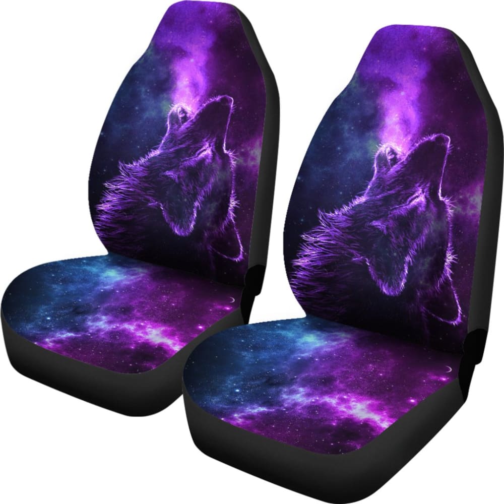 Galaxy Wolf & Cold Night Car Seat Covers - Premium Universal Fit for Cars, SUVs & Trucks - Perfect for Road Trips, Camping & Winter Protection