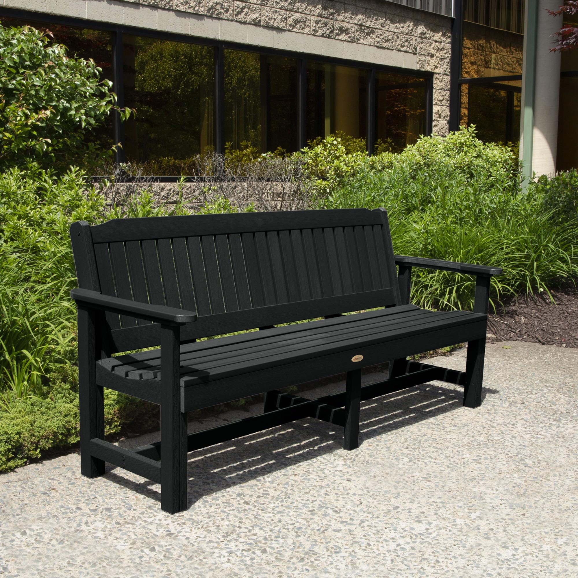 Sequoia Professional CM-BENSQ62-BKE 6-Foot Commercial Grade Exeter Garden Bench in Black – Durable Outdoor Seating for Parks, Patios, and Gardens
