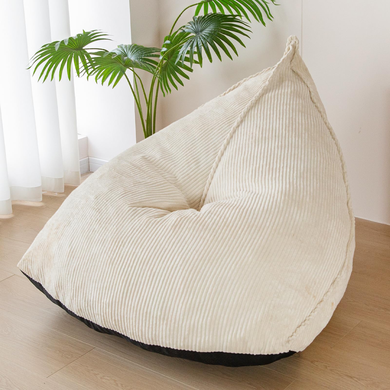 MAXYOYO Corduroy Bean Bag Chair for Adults - Soft & Comfortable Lazy Sofa with Filler (43