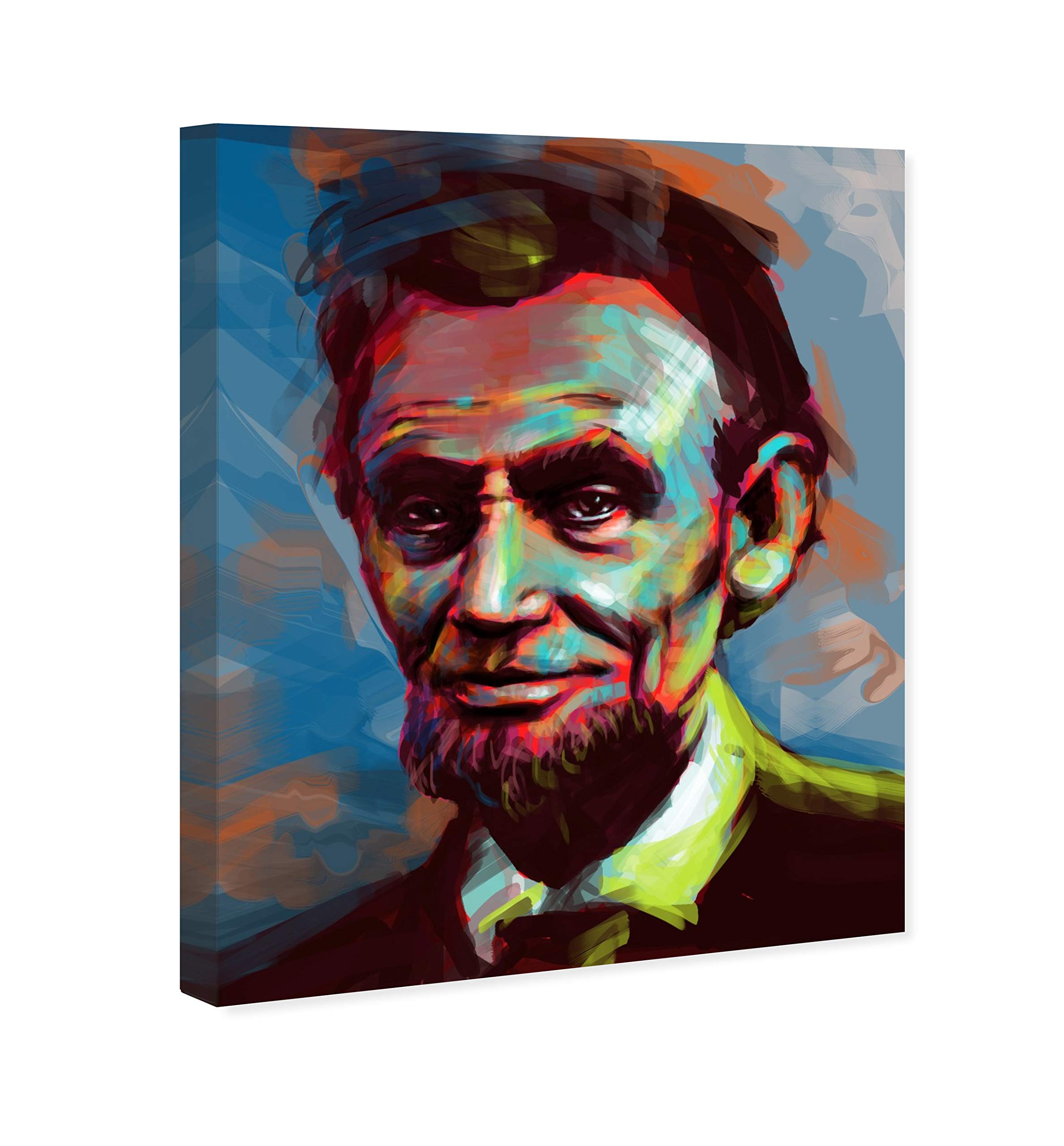 Oliver Gal Artist Co. Lincoln Portrait Wall Art Canvas Print - 13x16 Inch Blue & Green Home Decor for Living Room, Bedroom & Office