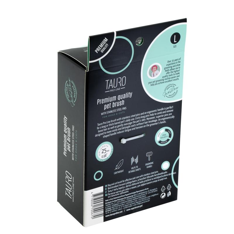 Tauro Pro Line Plastic Brush - Mint Green, Thin & Hard Bristles, Large Size 6.9x4.2x2.4 Inches - Perfect for Pet Grooming, Makeup Application & Detailing Cars