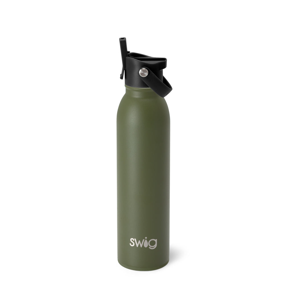20oz Olive Flip + Sip Water Bottle - Leak Proof, BPA Free Stainless Steel Tumbler for Gym, Hiking & Office Use