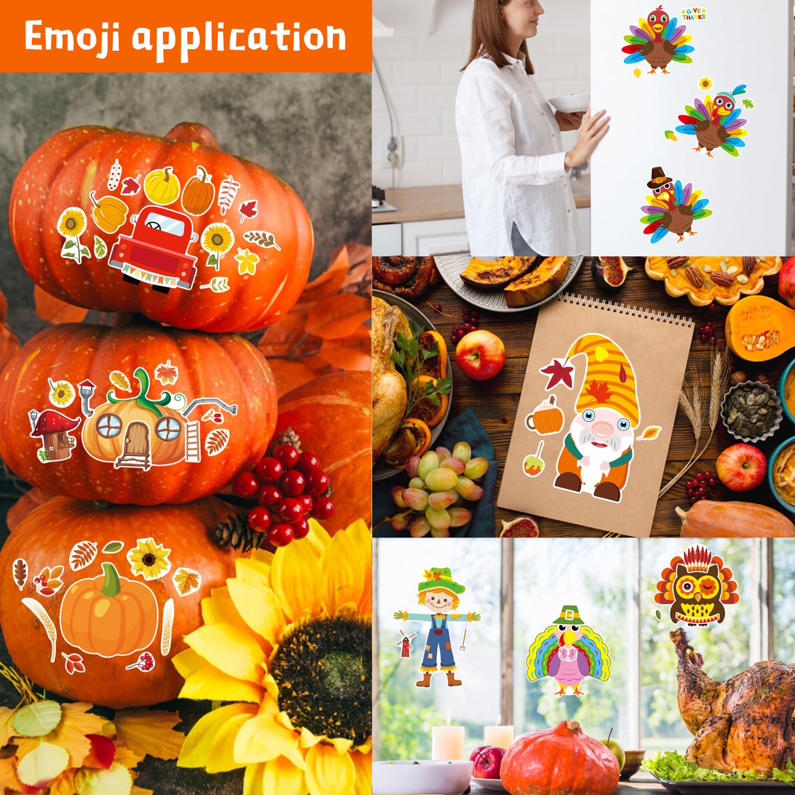 Thanksgiving Party Pack - 32 Sheets Turkey Face & Harvest Stickers, Decorations & Games for Kids & Adults | Perfect for Classroom, Home & Office Celebrations