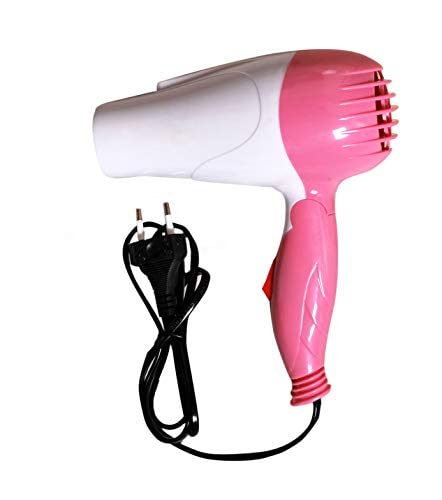 Nirvani Professional NV-1290 Hair Dryer 1000W - 2 Speed Settings, Foldable Design for Women & Men (Pink/White) - Perfect for Home Use, Travel, and Salon Styling