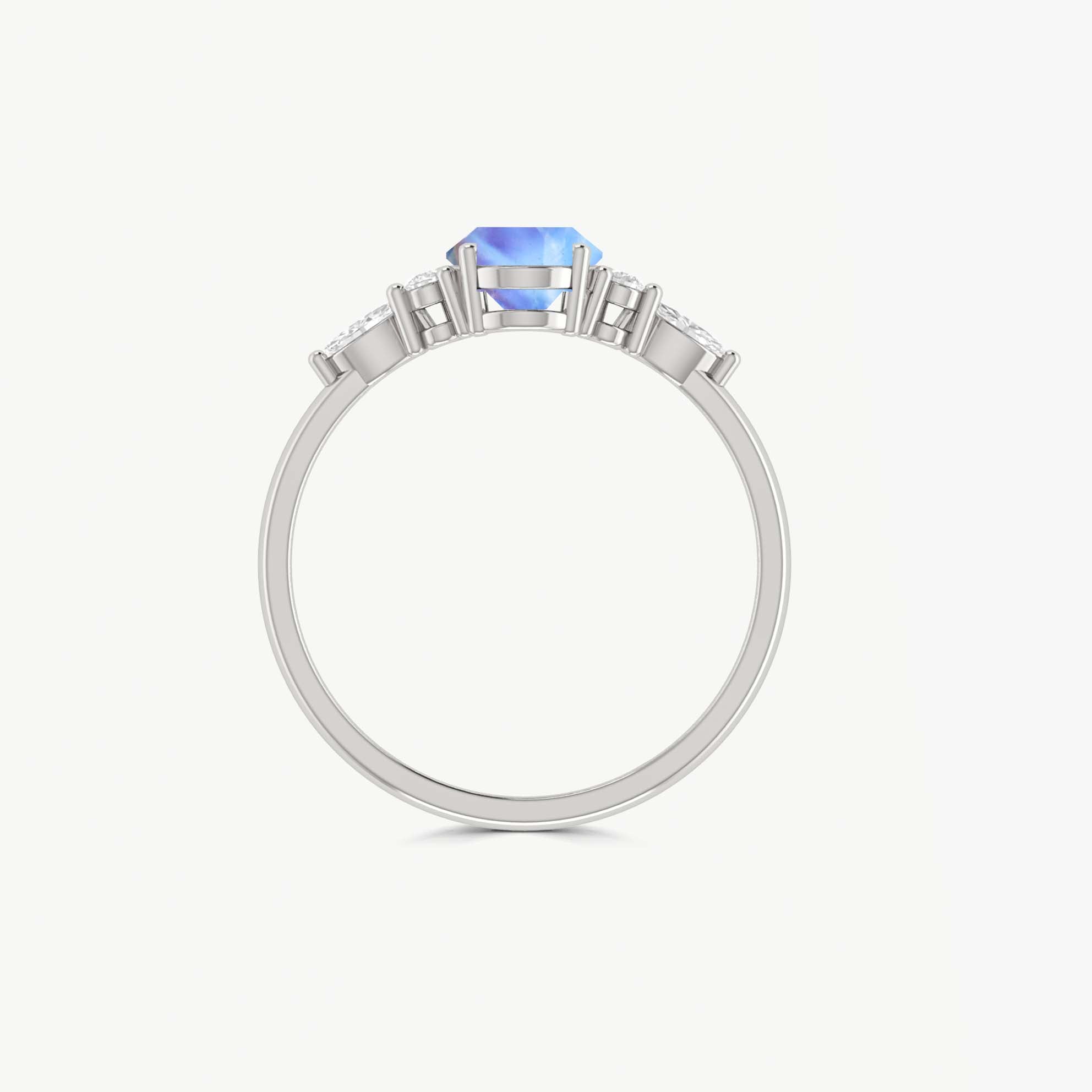 Natural Rainbow Moonstone Oval Engagement Ring for Women - Elegant Gemstone Jewelry for Weddings, Anniversaries & Special Occasions