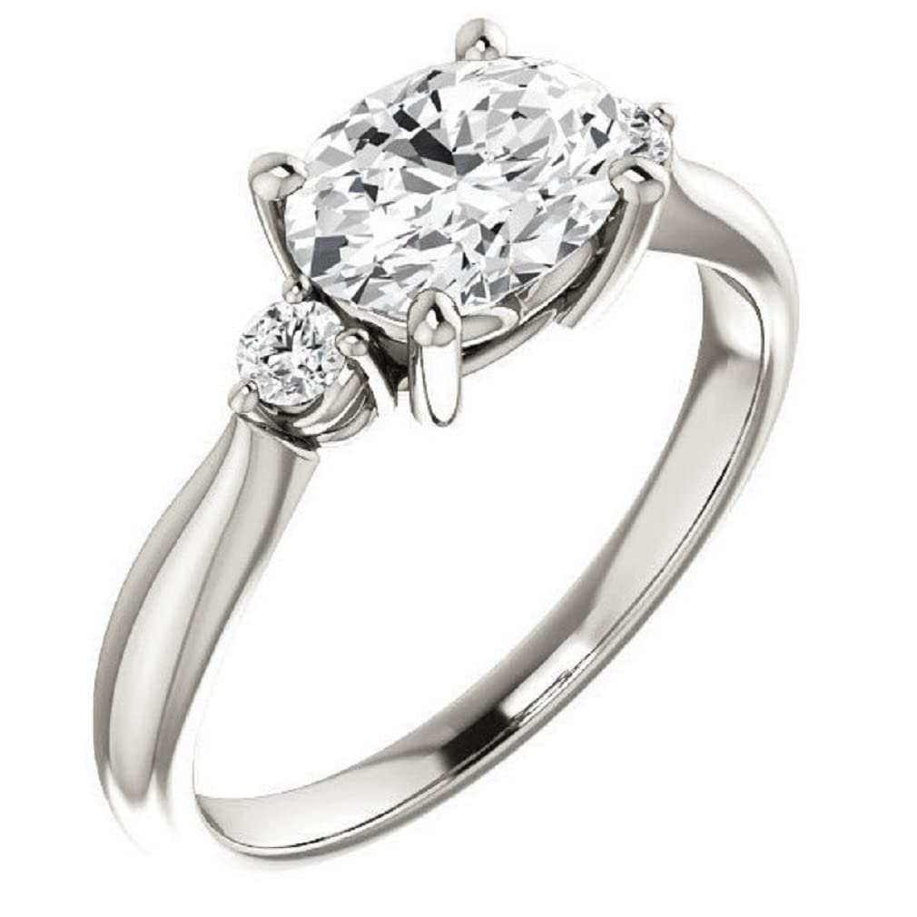 10K Solid White Gold Handmade Engagement Ring - 1 CT Oval Cut Moissanite Diamond Solitaire Wedding Band for Women - Perfect for Proposals, Anniversaries & Bridal Jewelry Gifts