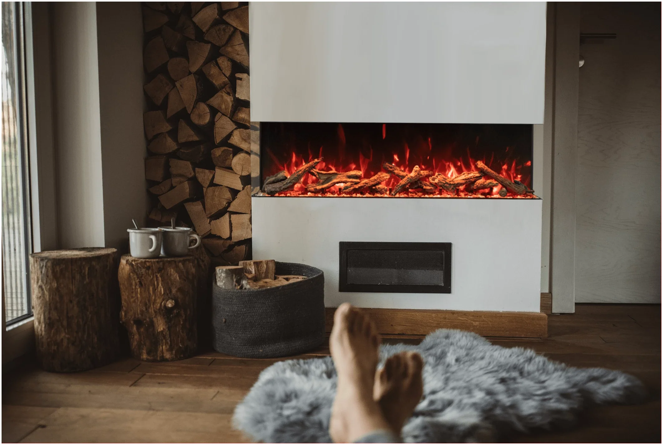 Amantii TRV 55 BESPOKE Tru View 3-Sided Built-In Electric Fireplace - Modern Home Heating Solution for Living Room, Bedroom & Office
