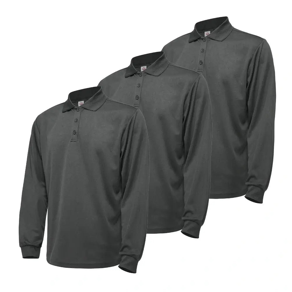3 Pack Men's Quick Dry Long Sleeve Polo Shirts - Moisture Wicking & Breathable for Golf, Hiking & Outdoor Activities