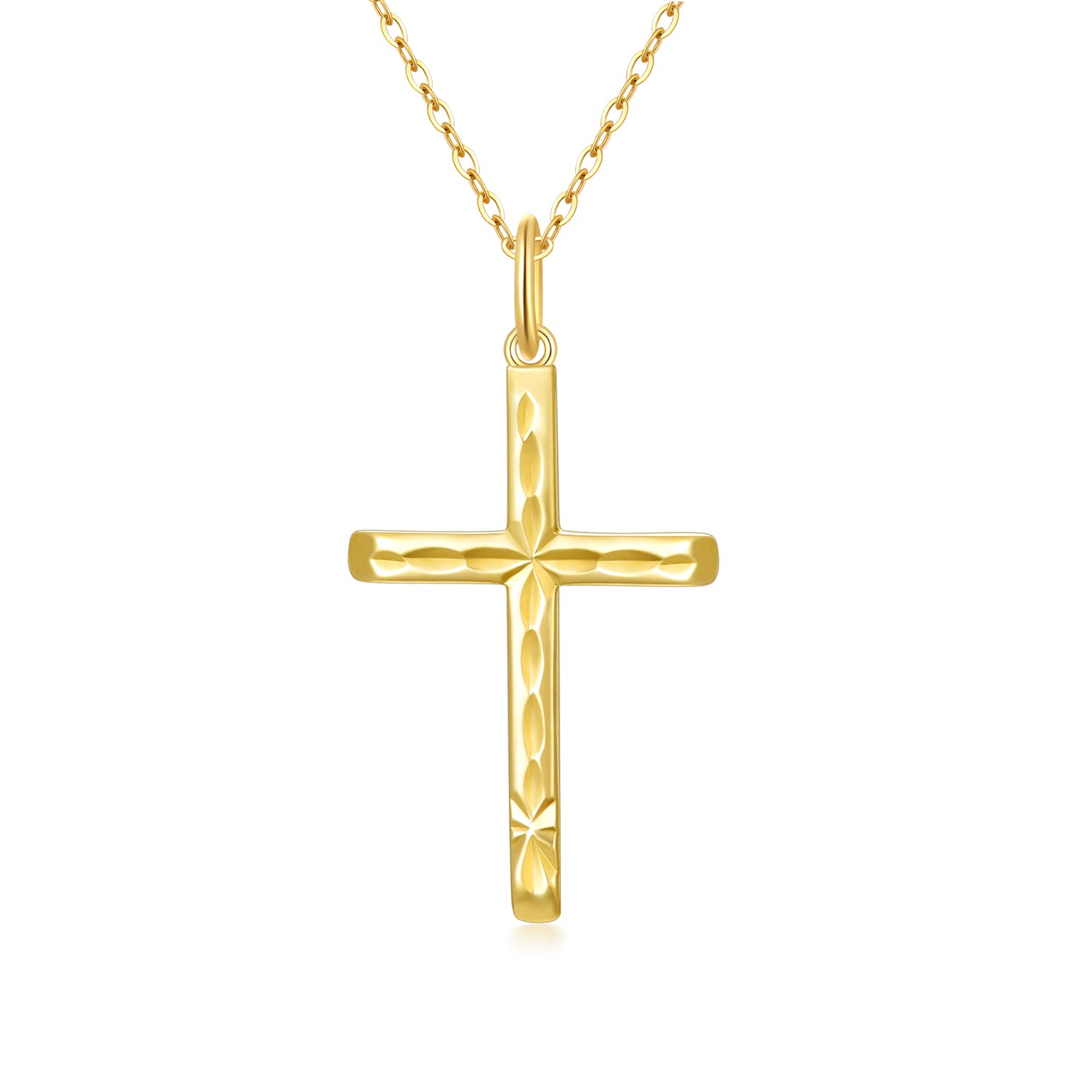 14K Solid Gold Cross Necklace for Women - Religious Jewelry Gift for Mom, Wife, Anniversary, Birthday & Mother's Day - 16+2 Inch Faith Pendant - Perfect for Church, Daily Wear & Special Occasions