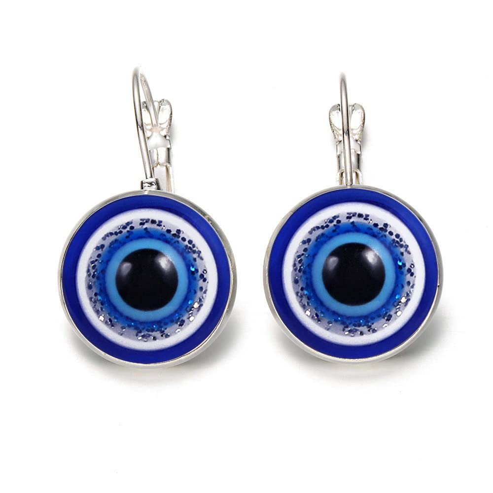 Hypoallergenic Stainless Steel Turkish Evil Eye Stud Earrings for Women - Blue Evil Eye Protection Hoop Earrings, Minimalist Lucky Amulet Jewelry Gift for Girls | Perfect for Everyday Wear, Travel Protection & Spiritual Gifts