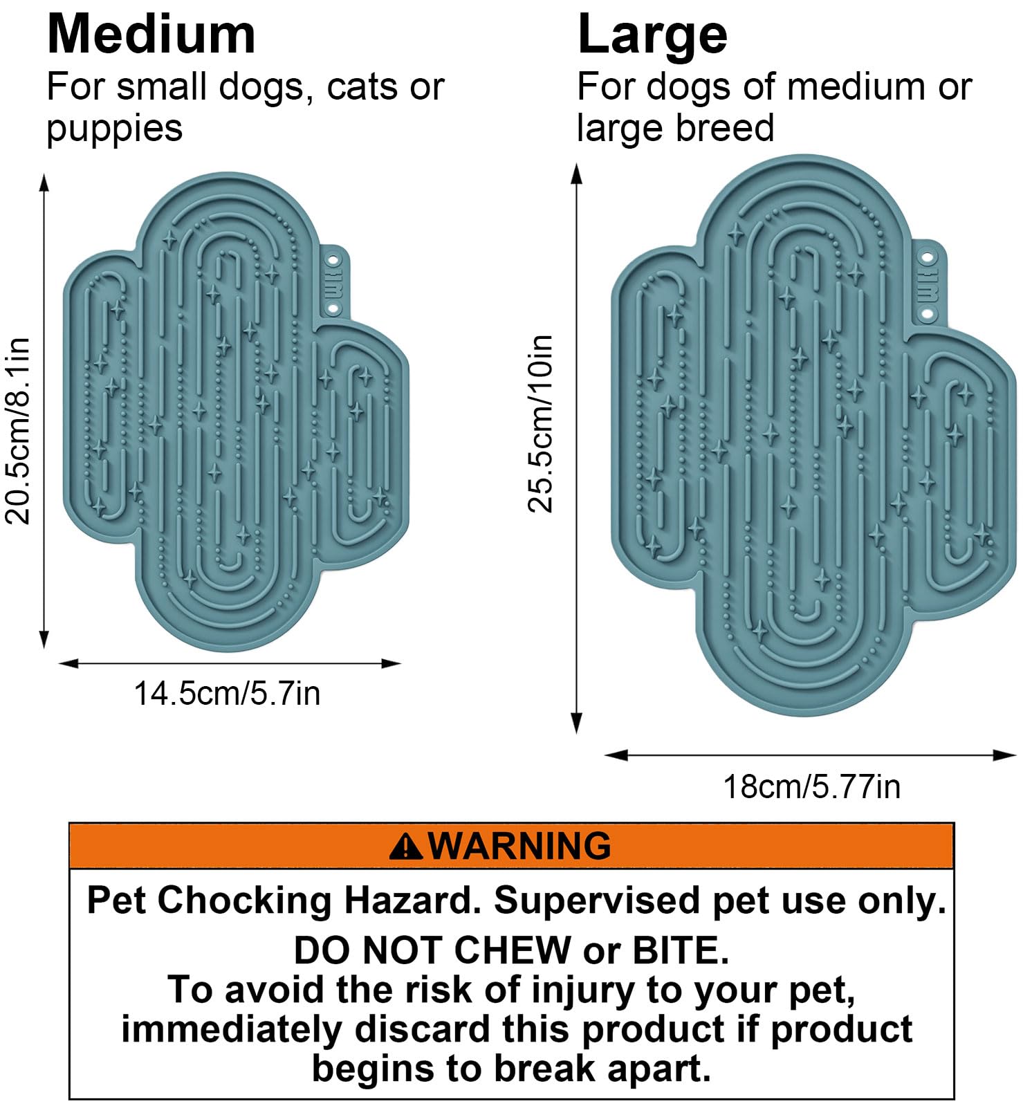 OHMO-Cactus Lick Mat for Dogs and Cats (2 Pack) - Slow Feeder Pet Licking Pad with Suction Cups, Easy to Clean, Helps Reduce Anxiety & Boredom - Perfect for Grooming, Mealtime & Training Sessions