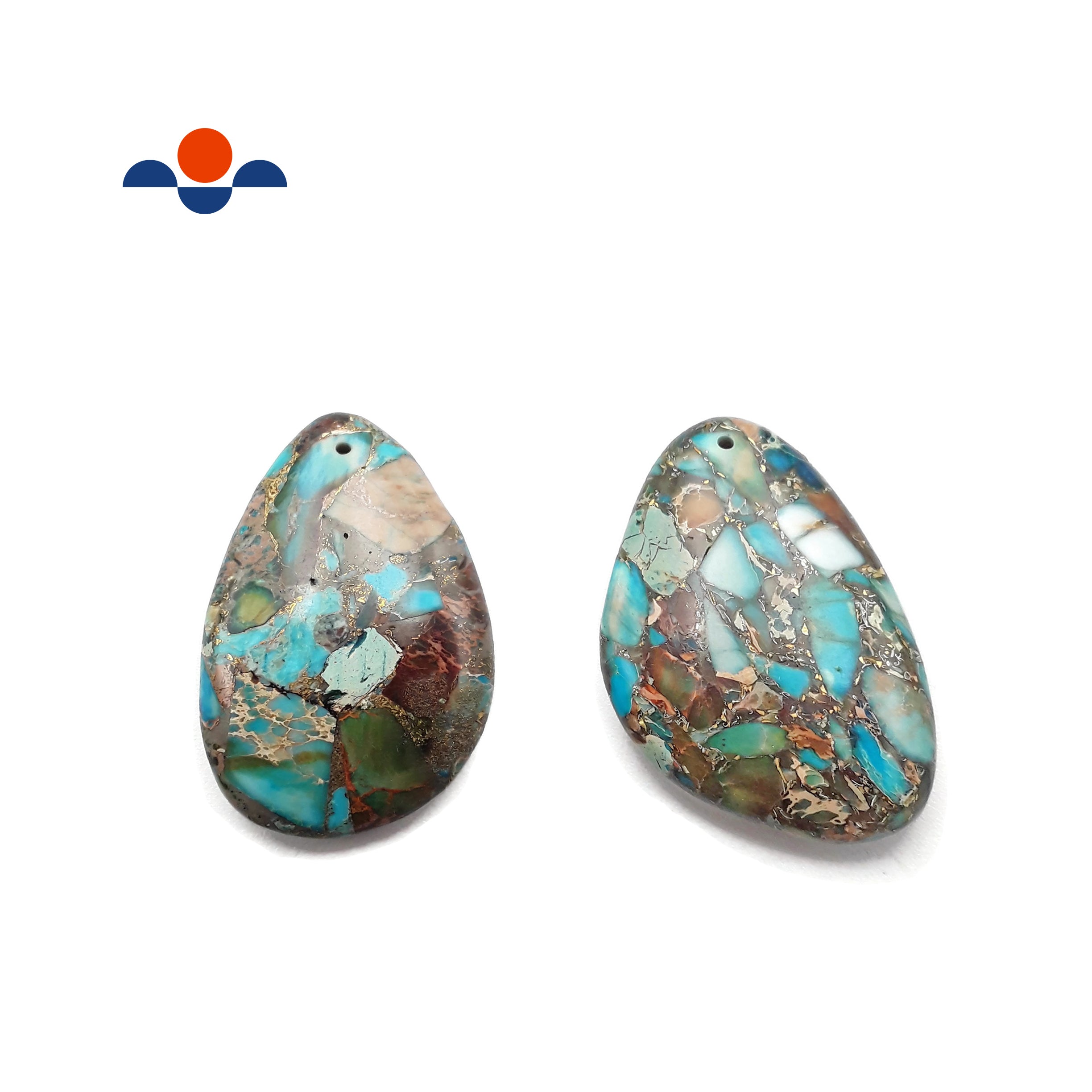 Light Blue Sea Sediment Jasper Pendant - Teardrop or Irregular Shape (30x40mm) - Handmade Boho Jewelry for Women, Beach Wedding & Spiritual Healing