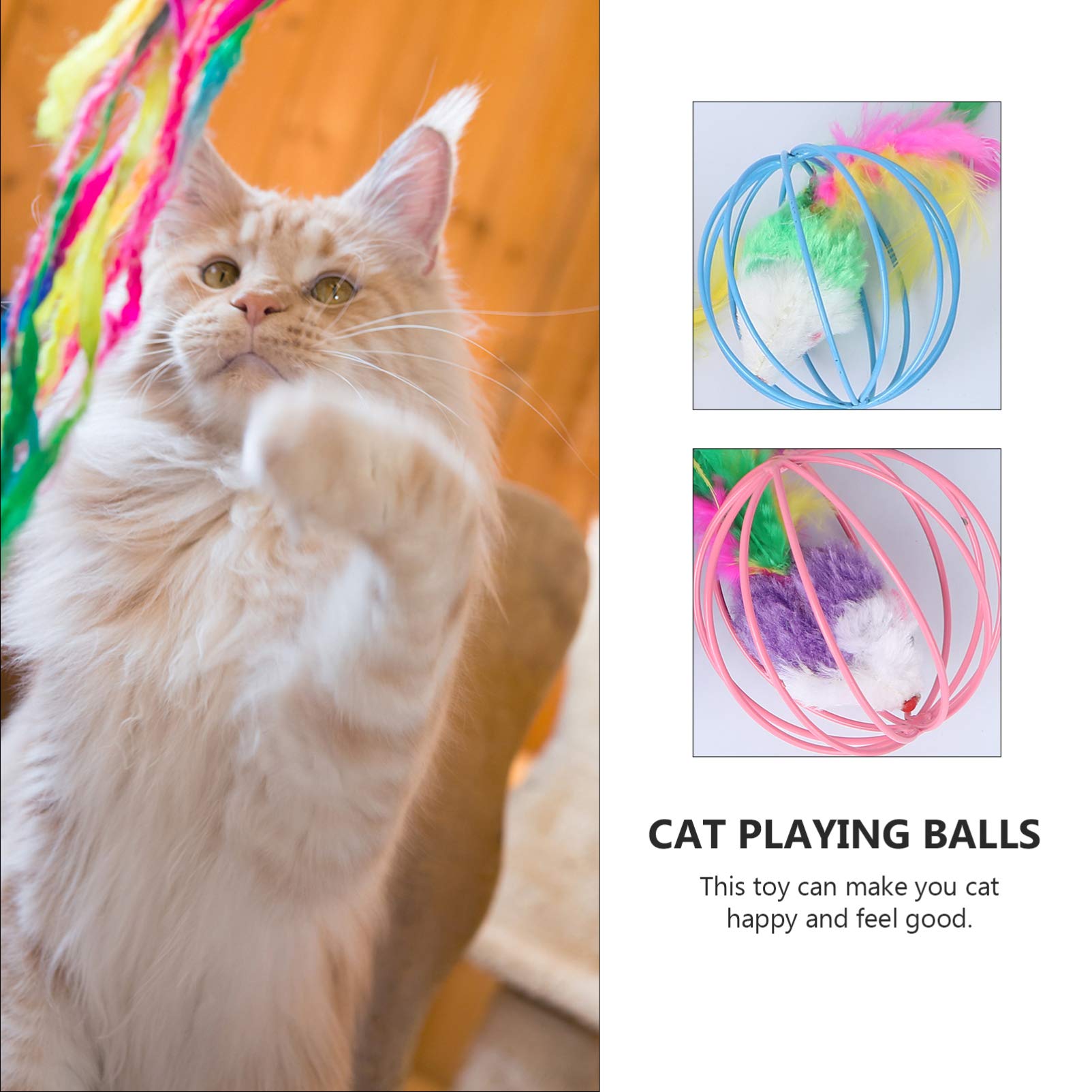 Balacoo 5-Piece Cat Toy Set - Interactive Cat Balls, Cage Mouse Toys & Teaser Balls for Indoor Cats - Fun Pet Supplies for Playtime, Exercise & Mental Stimulation (Includes 6cm Iron Plush Mouse & Scrump Plush Toy)
