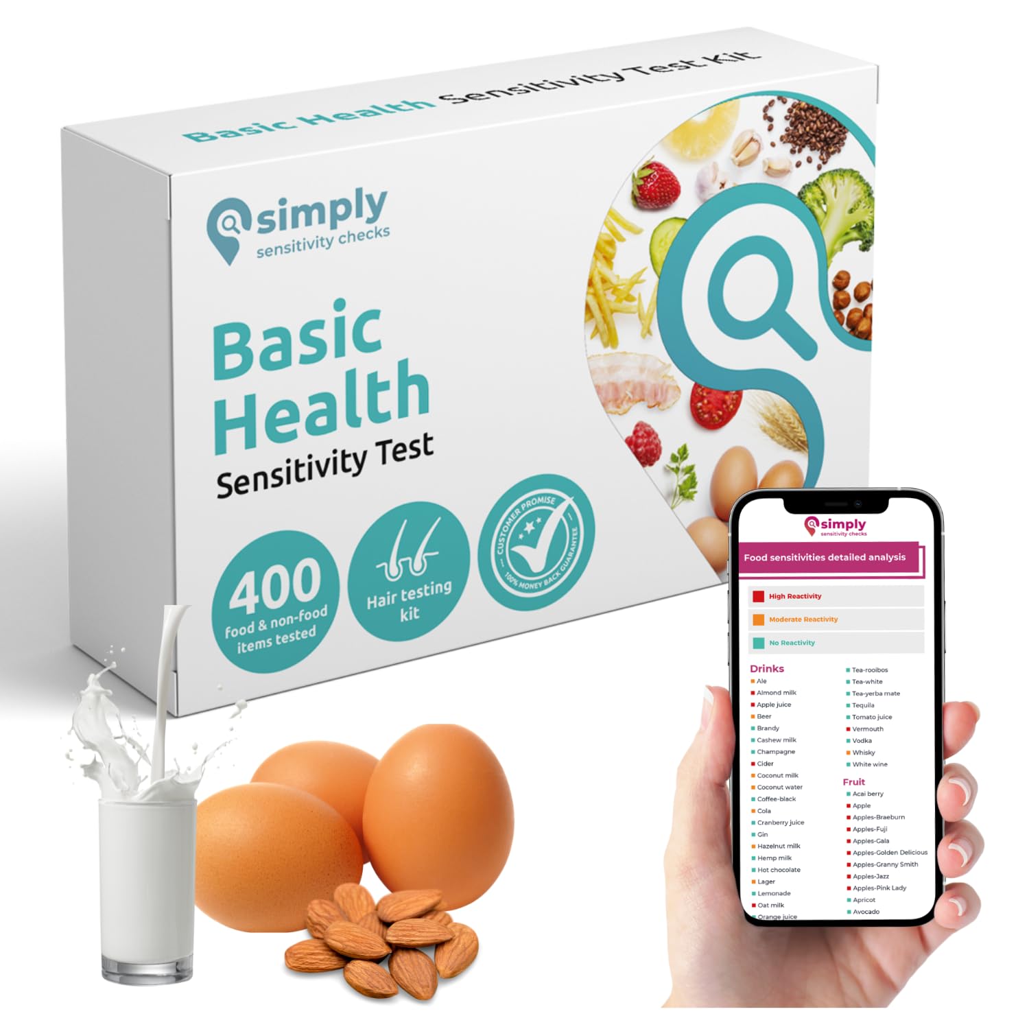 At-Home Food Sensitivity Test Kit for Adults | 400+ Items Analyzed | Accurate Hair Strand Analysis | Gut Health, Digestion, Additives & Vitamins Testing | Fast 3-5 Day Results | Perfect for Identifying Food Allergies & Improving Digestive Wellness