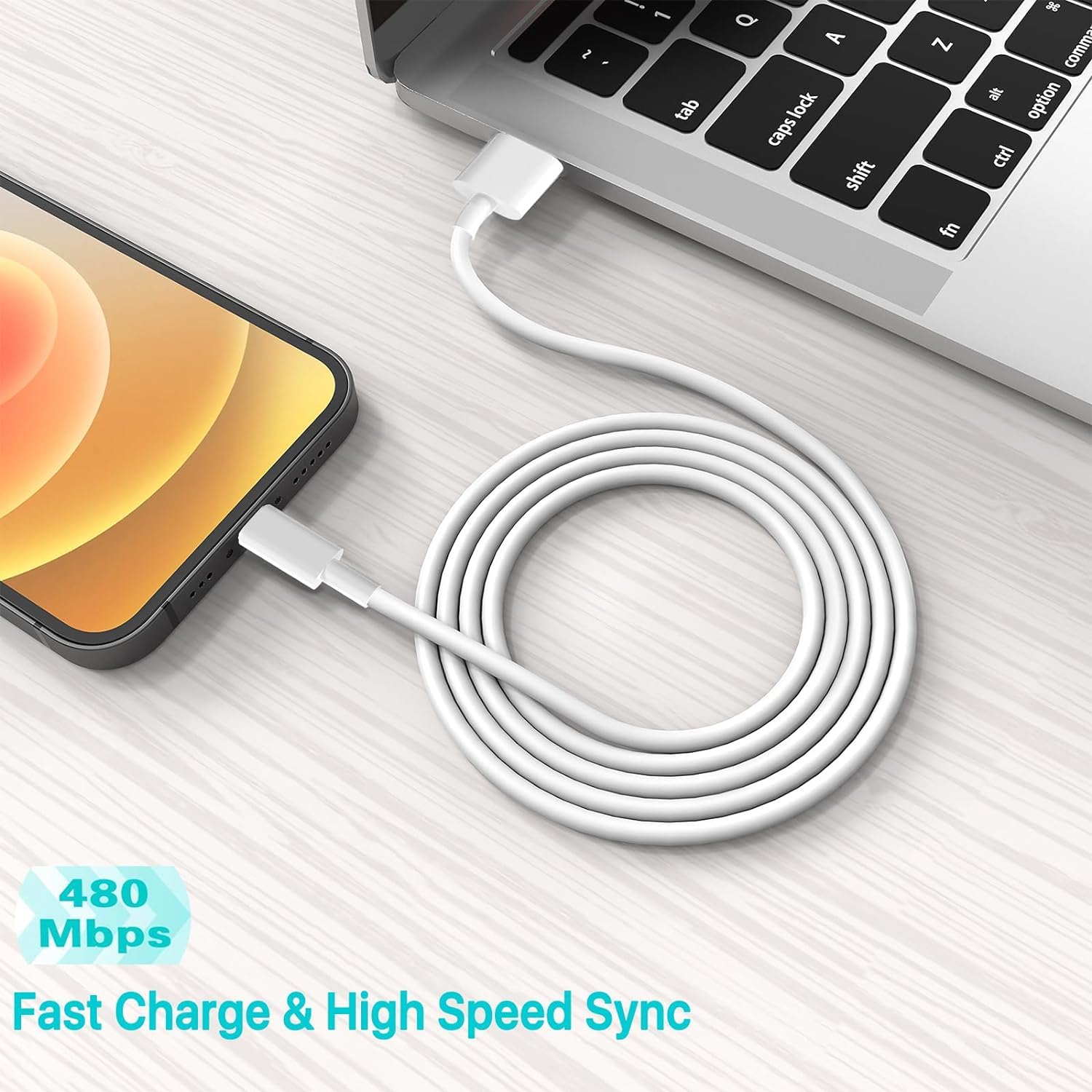 ZENOVA 2-Pack iPhone Charger Cable Fast Charging 1M White - Compatible with iPhone 14 13 12 11 Pro Max XS XR X 8 7 6 Plus 5, iPad & iPod - Perfect for Home, Office, Travel & Car Charging