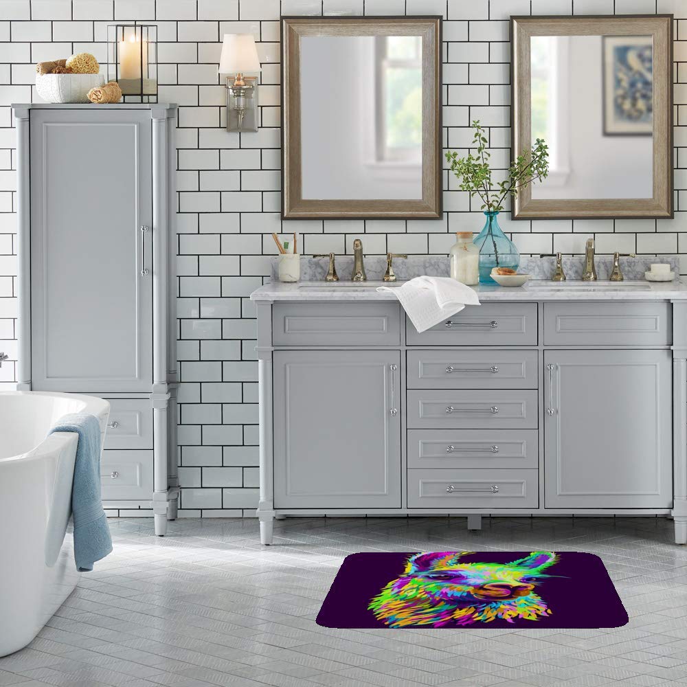 Non-Slip Llama Print Bathroom Rug - Soft Coral Fleece Shower Mat with Abstract Design, Absorbent & Cozy for Bath Tub, Indoor/Outdoor Use - Perfect for Bathrooms, Showers, and Entryways