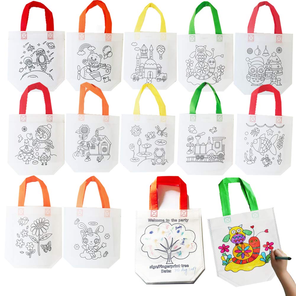 Eco-Friendly Sand Flower Coloring Carnival Animal Art Party Goodie Bags with Guestbook - 24 Pack for Kids Birthday Parties, School Events & DIY Craft Activities