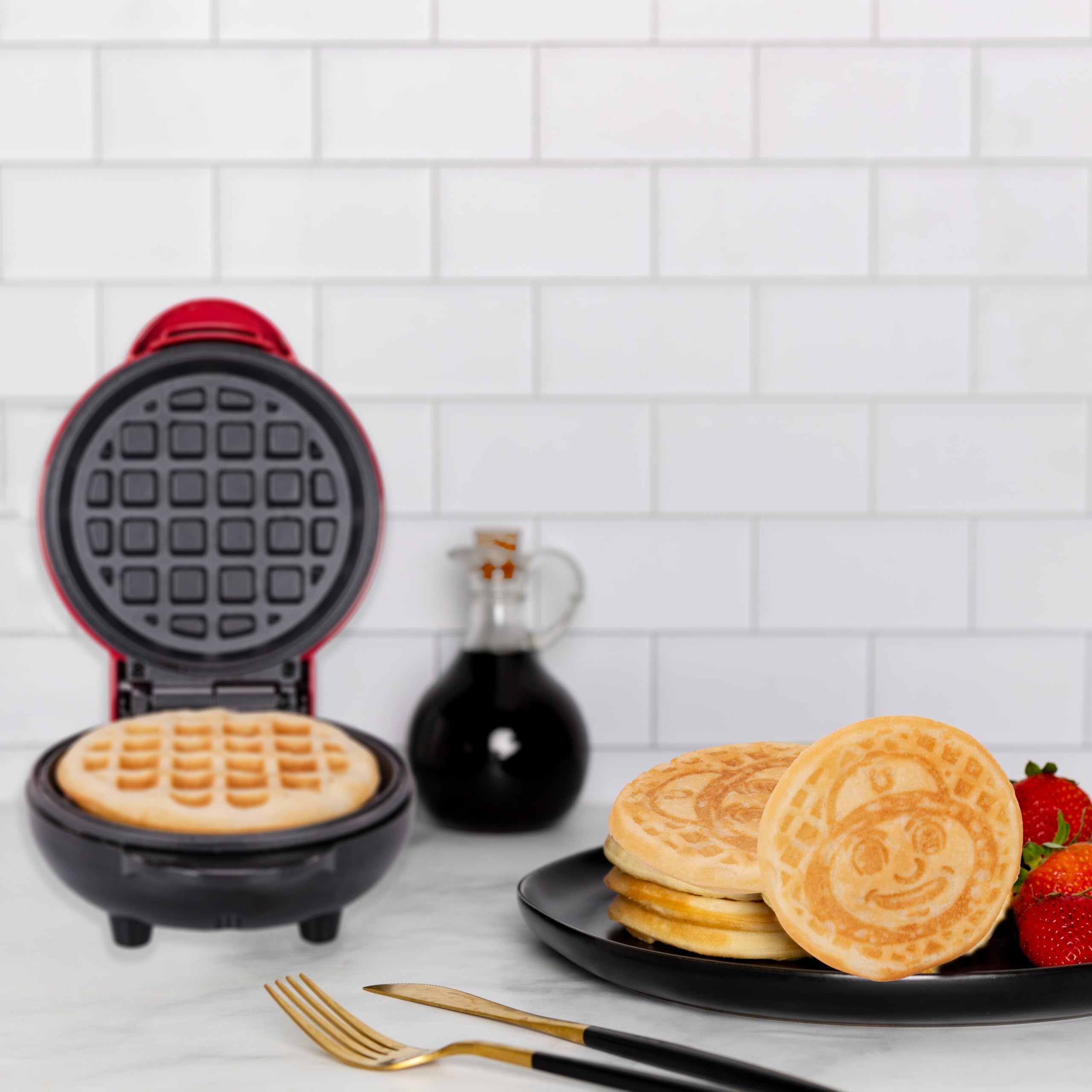 Ohio State Buckeyes Brutus Buckeye Mini Waffle Maker - Team Spirit Breakfast Maker for Game Day & Tailgating - Perfect for Dorms, Gifts & Buckeye Fans