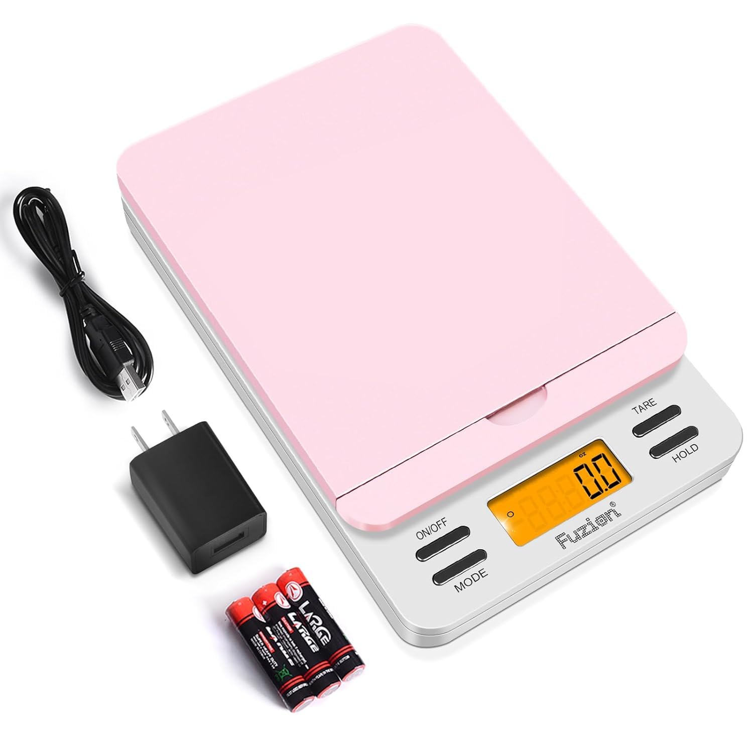 Fuzion Digital Postal Scale 86 lb Capacity, 0.1oz Precision Shipping Scale with Hold/Tare Function & Flip Holder - Perfect for Small Business Packages, Ecommerce Shipping, Post Office & Home Use (Includes Battery & AC Adapter)
