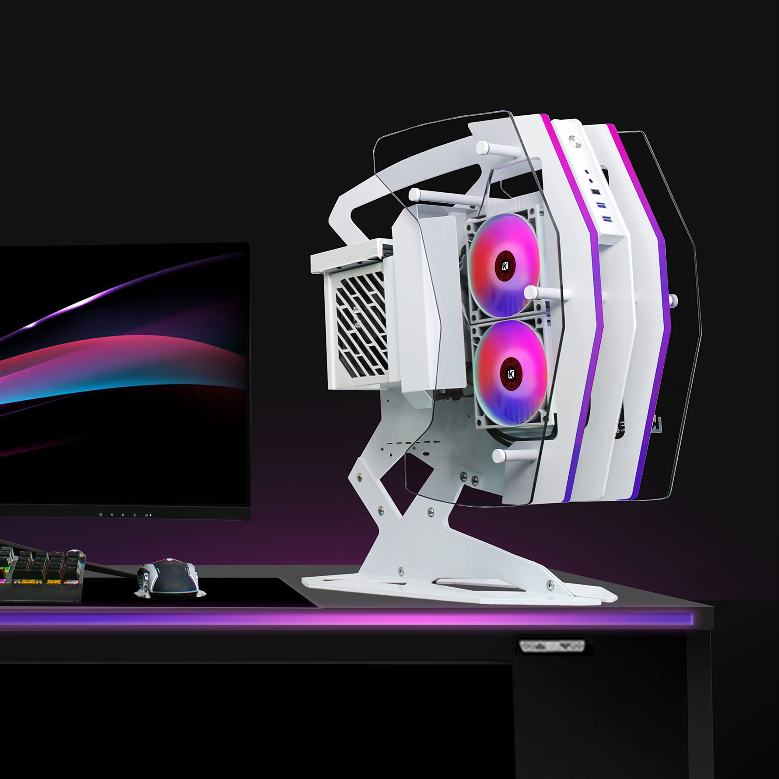 KEDIERS Innovative ATX Mid Tower PC Case - Tempered Glass Gaming Computer Case with 2 ARGB Light Boards & RGB Fans | Perfect for Gaming Rigs, Workstations & Custom PC Builds