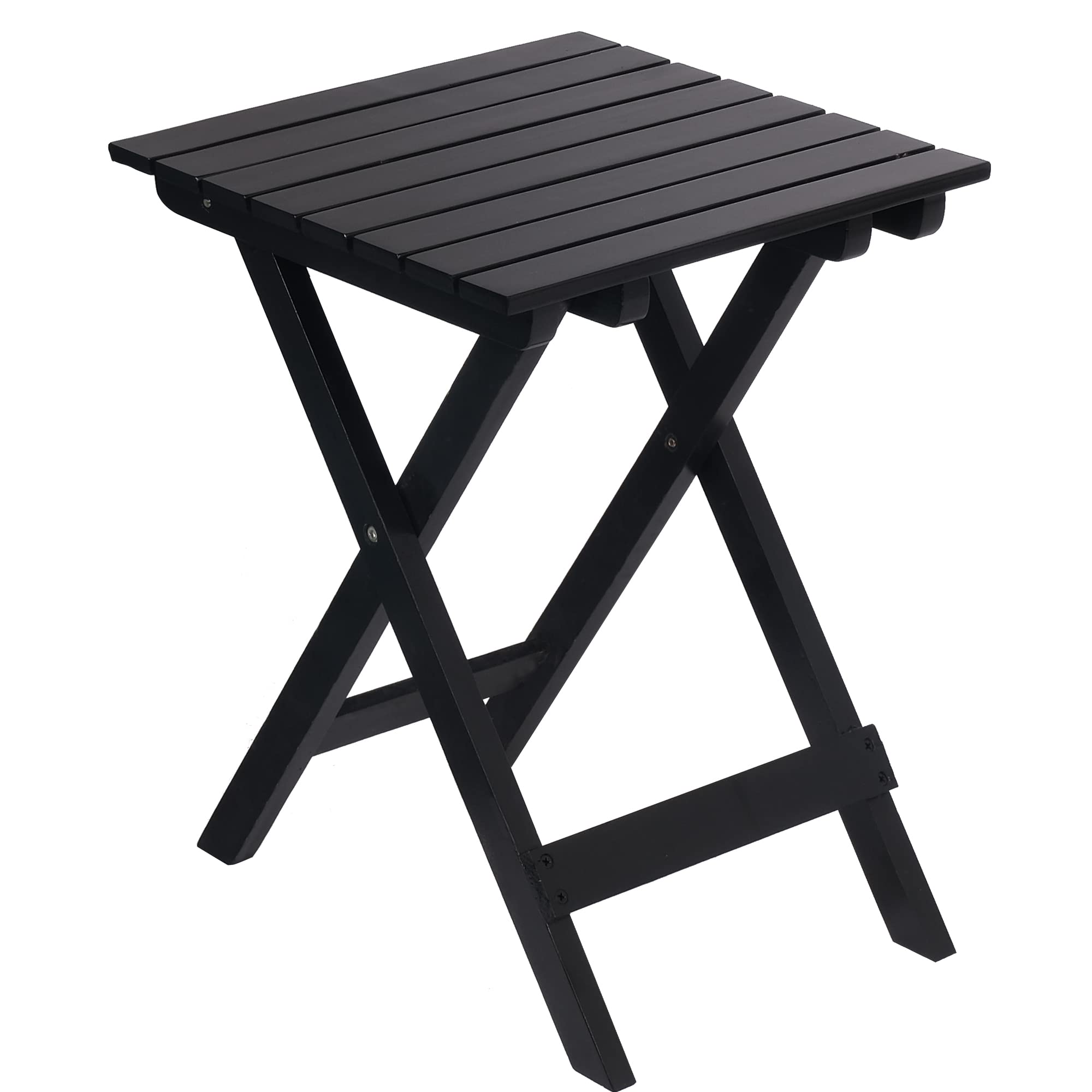 LUCKYERMORE Wooden Folding Square Side Table - Outdoor Patio End Table for Poolside, Backyard & Garden - Black | Perfect for Drinks, Books & Decor by Pool, Patio or Balcony