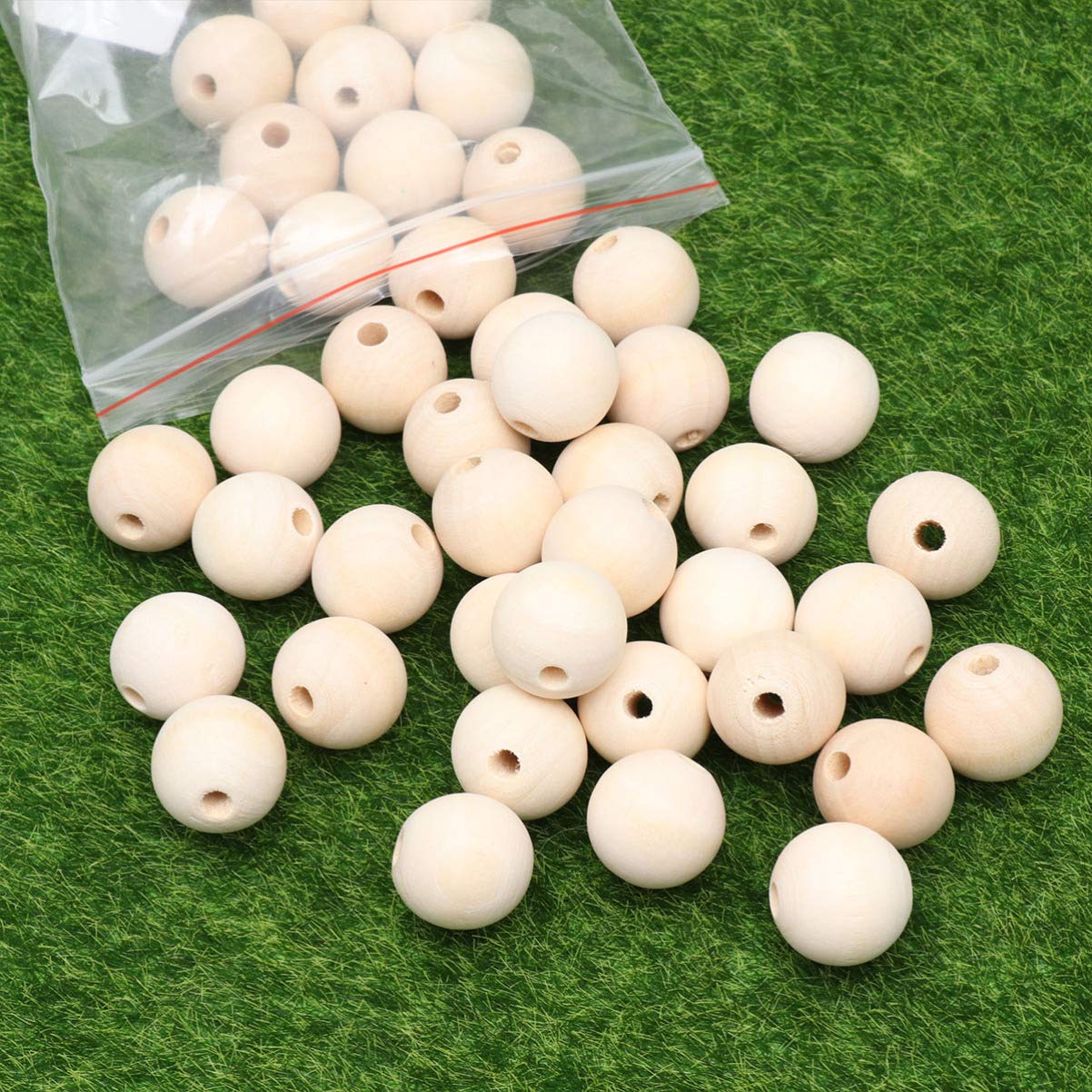 50pcs Wooden Beads for Jewelry Making - DIY Craft Beads Kit with Round Beads - Perfect for Necklaces, Bracelets, Earrings & Home Decor Crafts