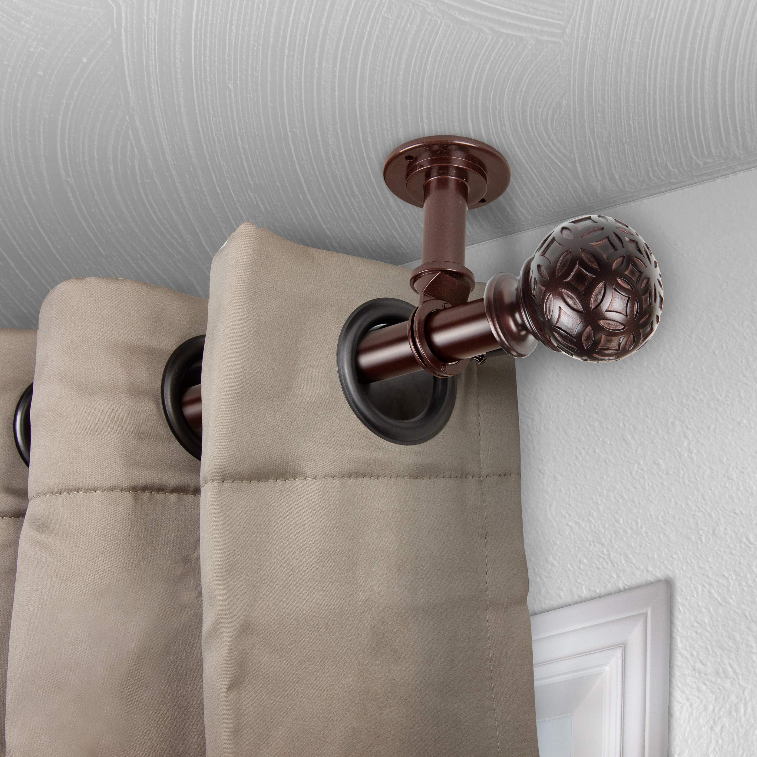 Rod Desyne Odelia 1 Inch Ceiling Curtain Rod - Adjustable 120 to 170 Inches - Bronze Finish Room Divider for Living Room, Bedroom & Home Decor