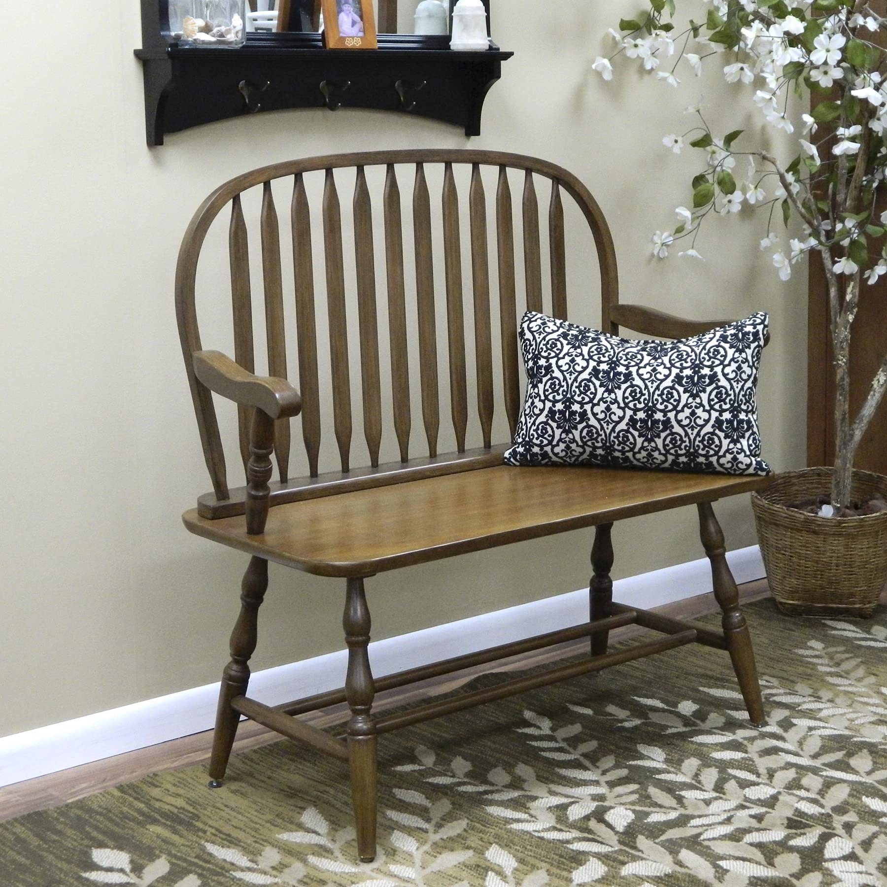 American Oak Windsor Living Room Bench - Stylish & Durable Seating for Living Rooms, Entryways & Bedrooms