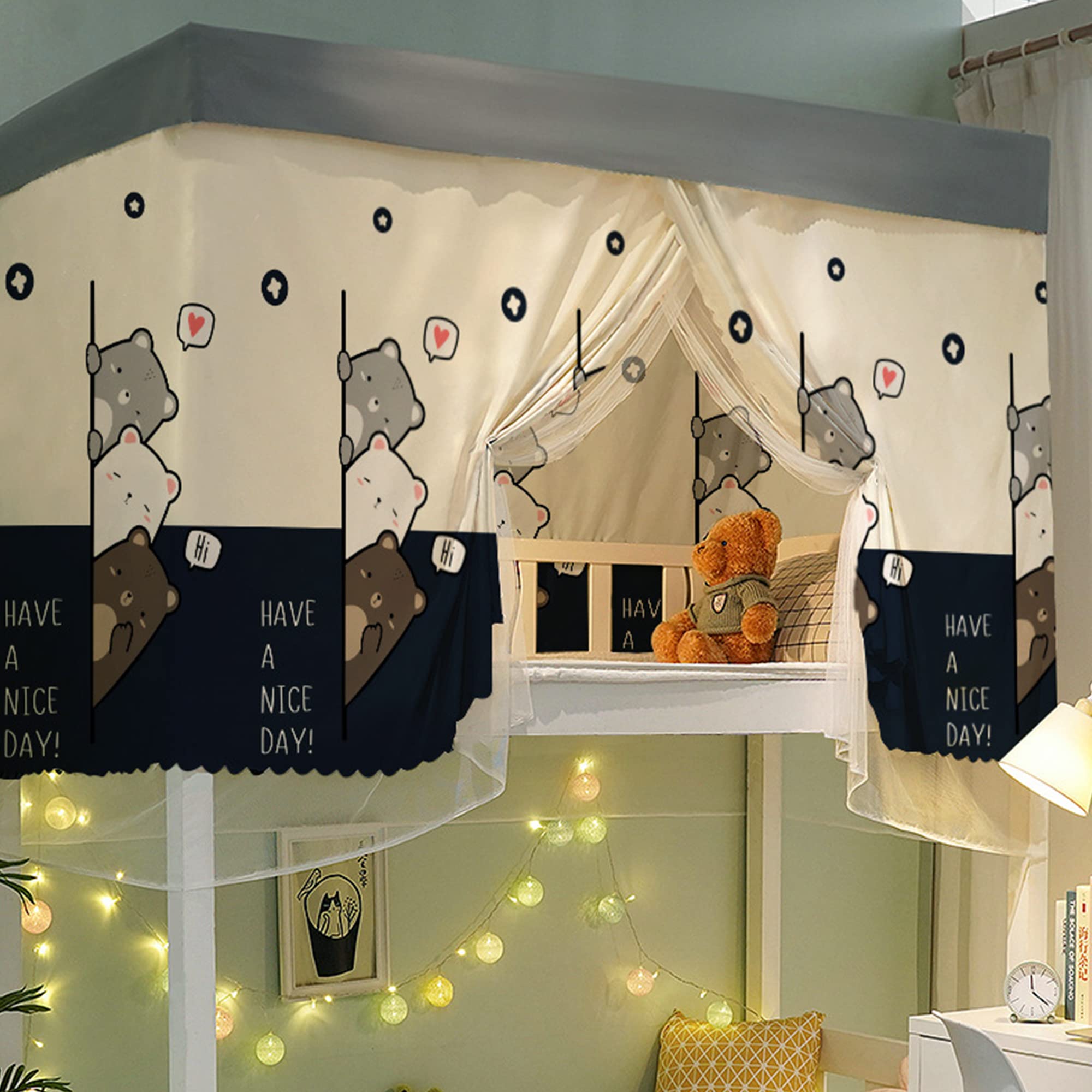 Minache Blackout Bed Canopy for Dorm Bunk Beds - Privacy Curtain & Single Sleeper Tent with Light Blocking Fabric | Perfect for College Dorms, Hostels & Small Spaces