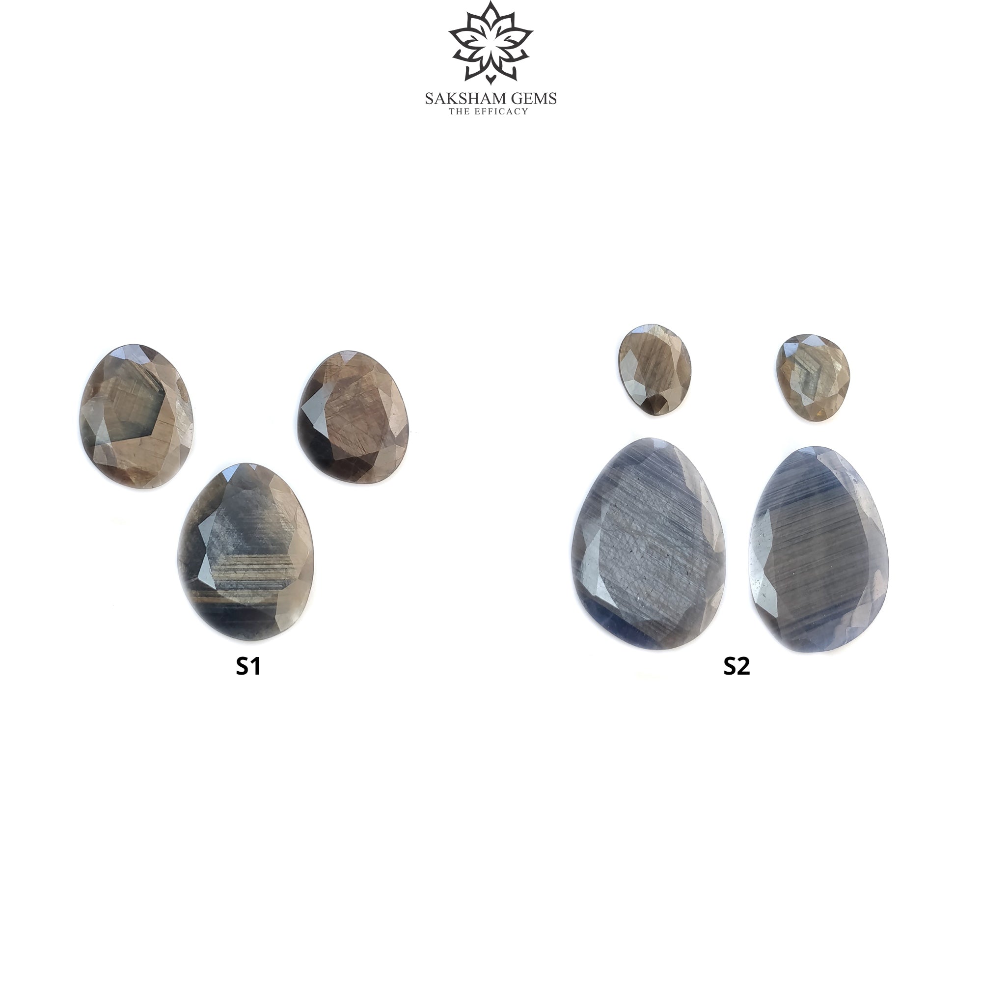 Natural Untreated Golden Brown Sapphire Egg Shape 3pc/4pc Set - Chocolate & Blue Silver Sheen Sapphire Gemstone Normal Cut | Elegant Jewelry Making, Gift Box Collection, Birthstone Jewelry Designs