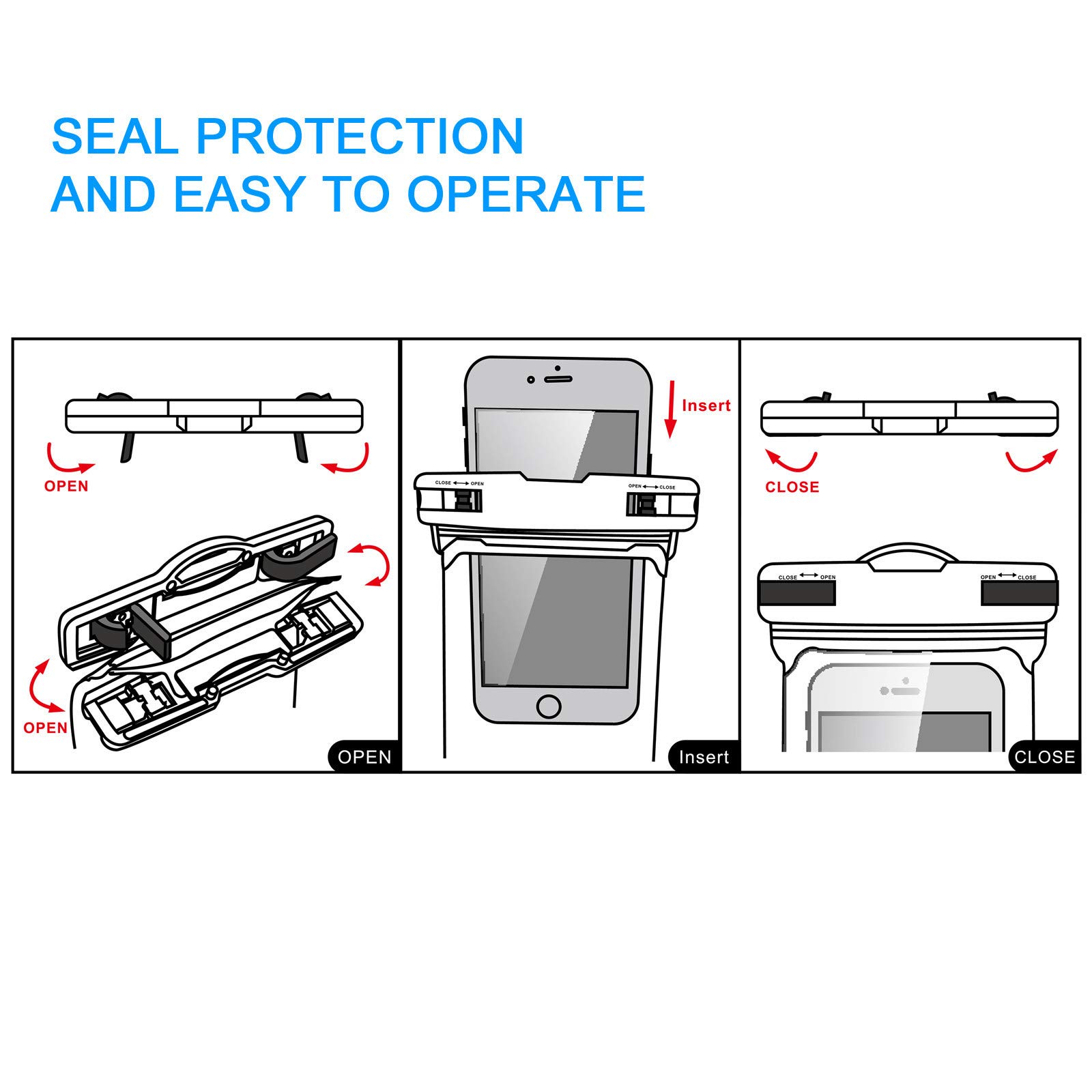 Waterproof Phone Pouch Dry Bag - Underwater Case for Motorola Moto G Series (G Power/G Stylus/G Play/G Fast/G7/G6/G5/E 2020/E6/E5/Z4/Z3) - IPX8 Certified Waterproof Protection with Lanyard - Ideal for Beach, Swimming, Kayaking & Outdoor Activities (2 Pack, Black)