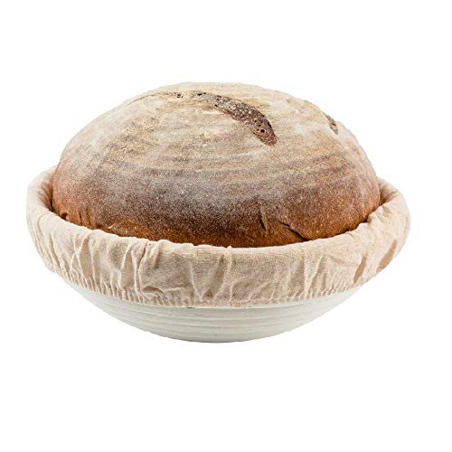 10 Inch Round Banneton Bread Proofing Basket with Liner - SUGUS HOUSE Brotform Dough Rising Bowl for Sourdough Baking | Perfect for Artisan Bread, Homemade Loaves & Baking Gifts for Bakers