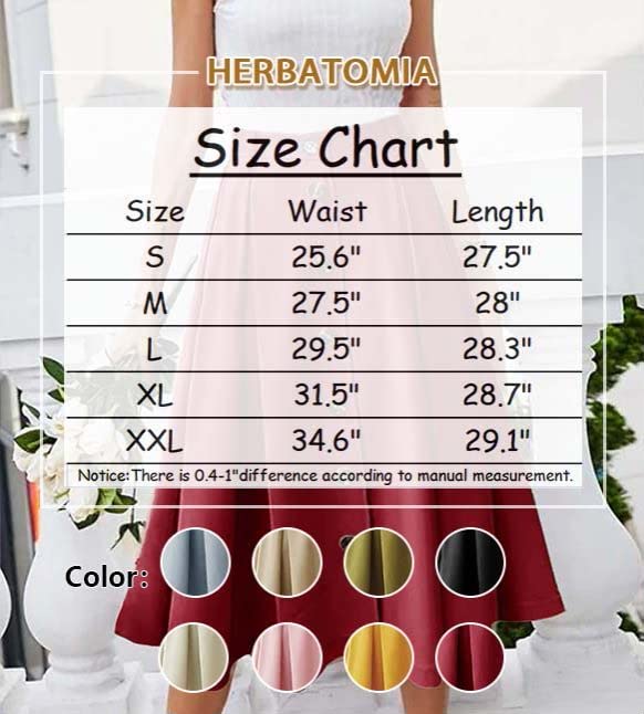 Stylish Pleated A-line Midi Skirt with Elastic Waist & Front Buttons | Women's Casual Flared Long Skirt with Pockets | Perfect for Office Wear, Date Nights & Spring Outfits