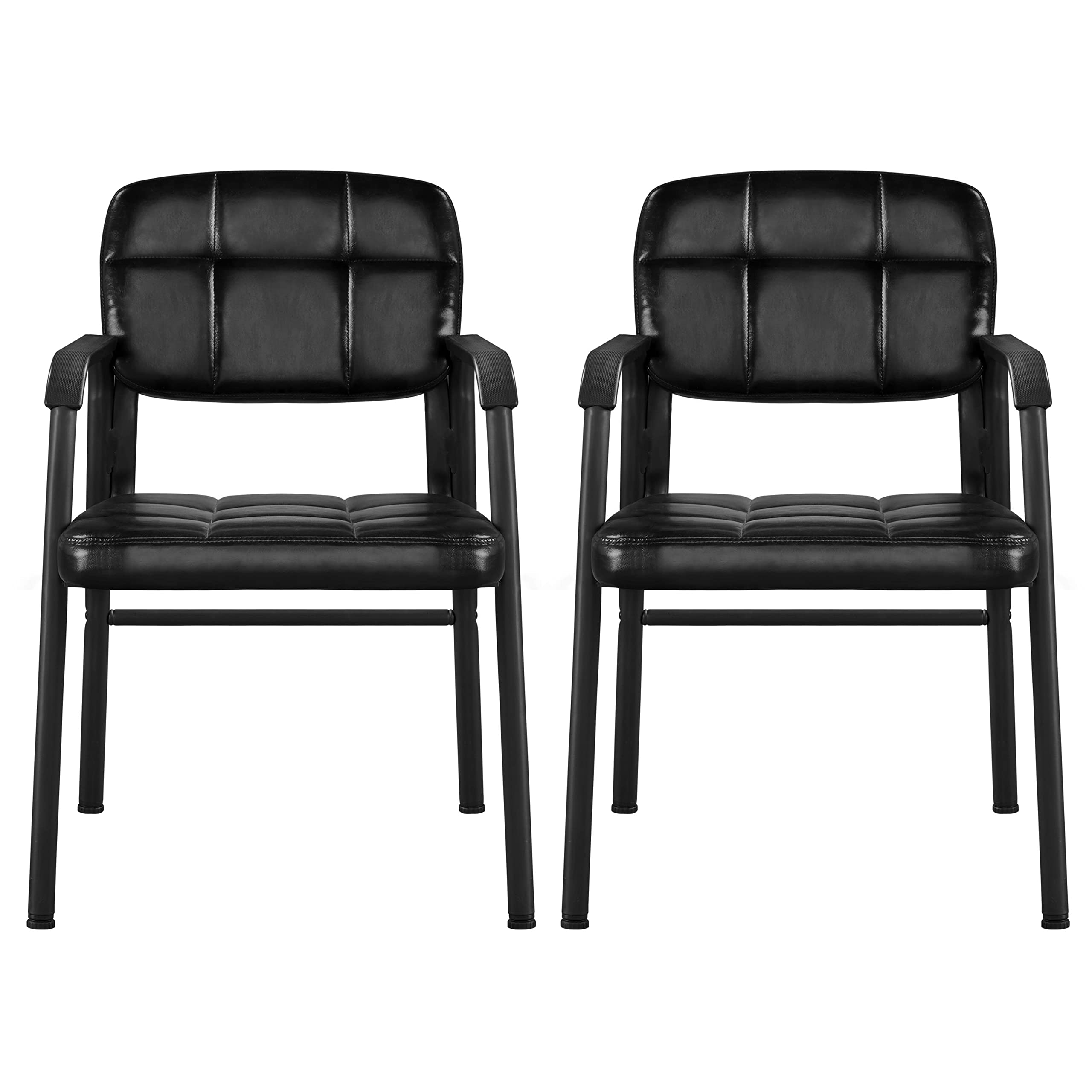 Topeakmart 2 Pack Ergonomic Office Desk Chairs with Leather Cushion - Adjustable Mid Back Executive Chair with Lumbar Support (Black) - Perfect for Home Office, Conference Rooms & Workstations