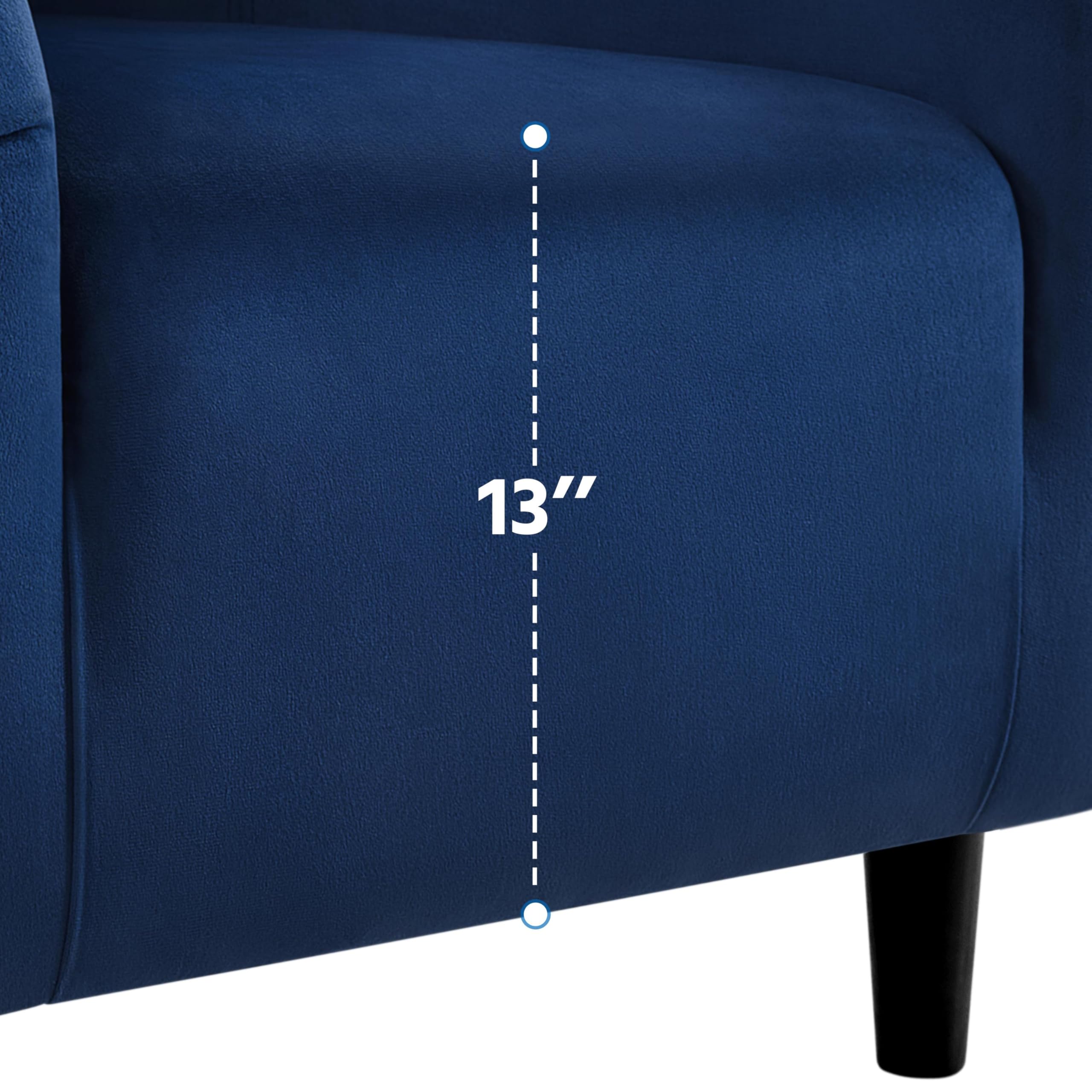 Yaheetech Velvet Club Chair - Modern Tufted Accent Armchair with Solid Wood Legs, Upholstered Barrel Chair for Living Room, Bedroom, Study or Office Waiting Area - Navy Blue Velvet Lounge Chair for Reading Nook, Conversation Seating or Cozy Home Decor