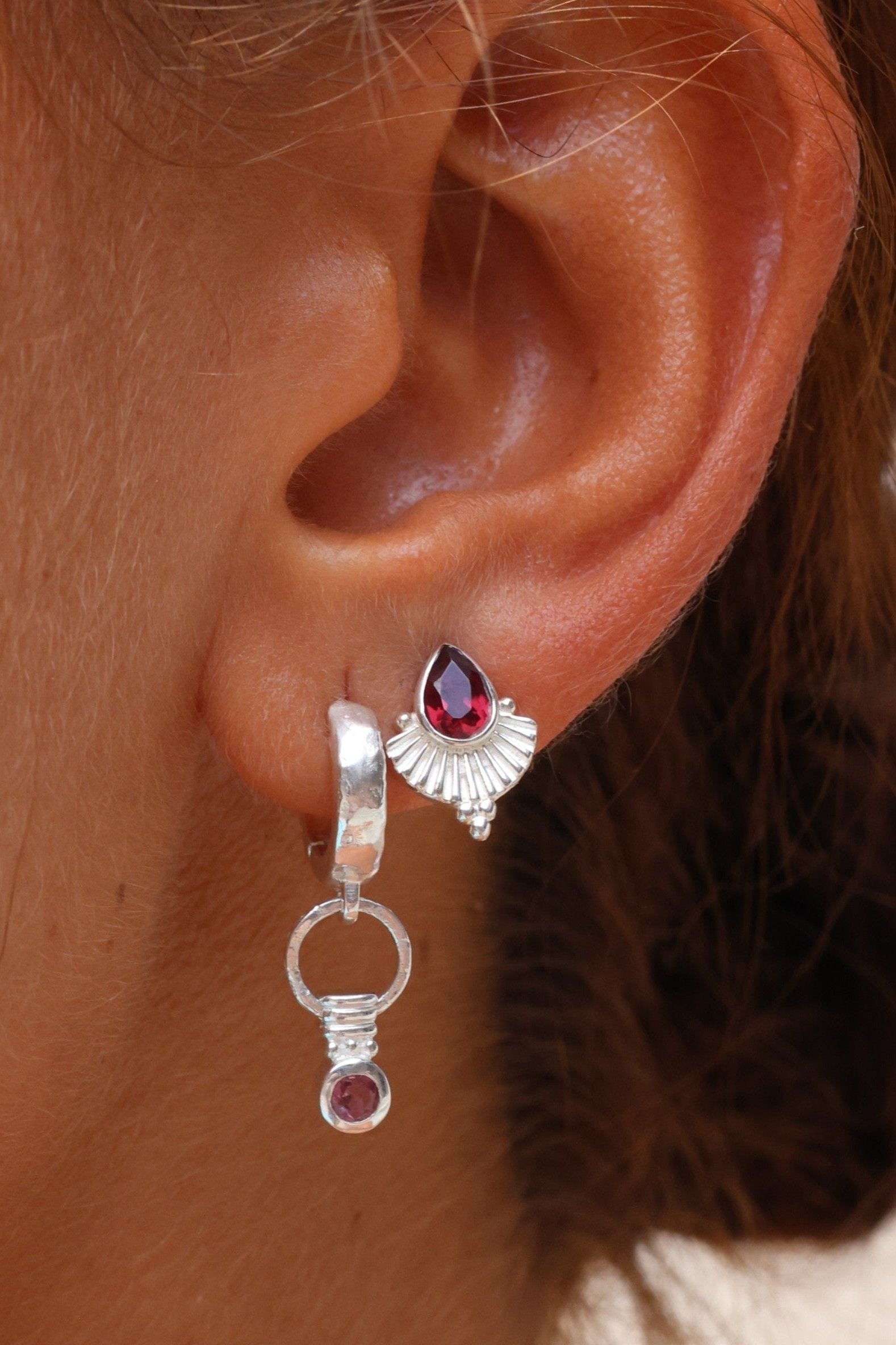 Venus Rhodolite Silver Earrings for Women - Sterling Silver Gemstone Stud Earrings - Perfect for Weddings, Parties & Everyday Wear