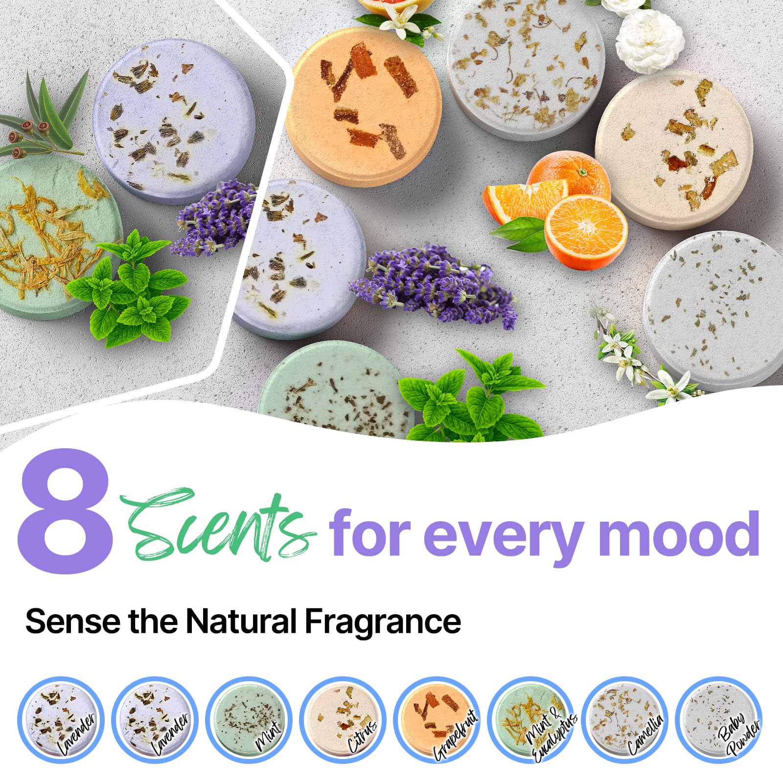 BLRIET Aromatherapy Shower Steamers 8 Pack - Lavender Essential Oil Shower Bombs for Stress Relief & Relaxation, Perfect Spa Gift for Women, Men, Teens - Ideal for Home Spa, Self Care & Birthday Gifts